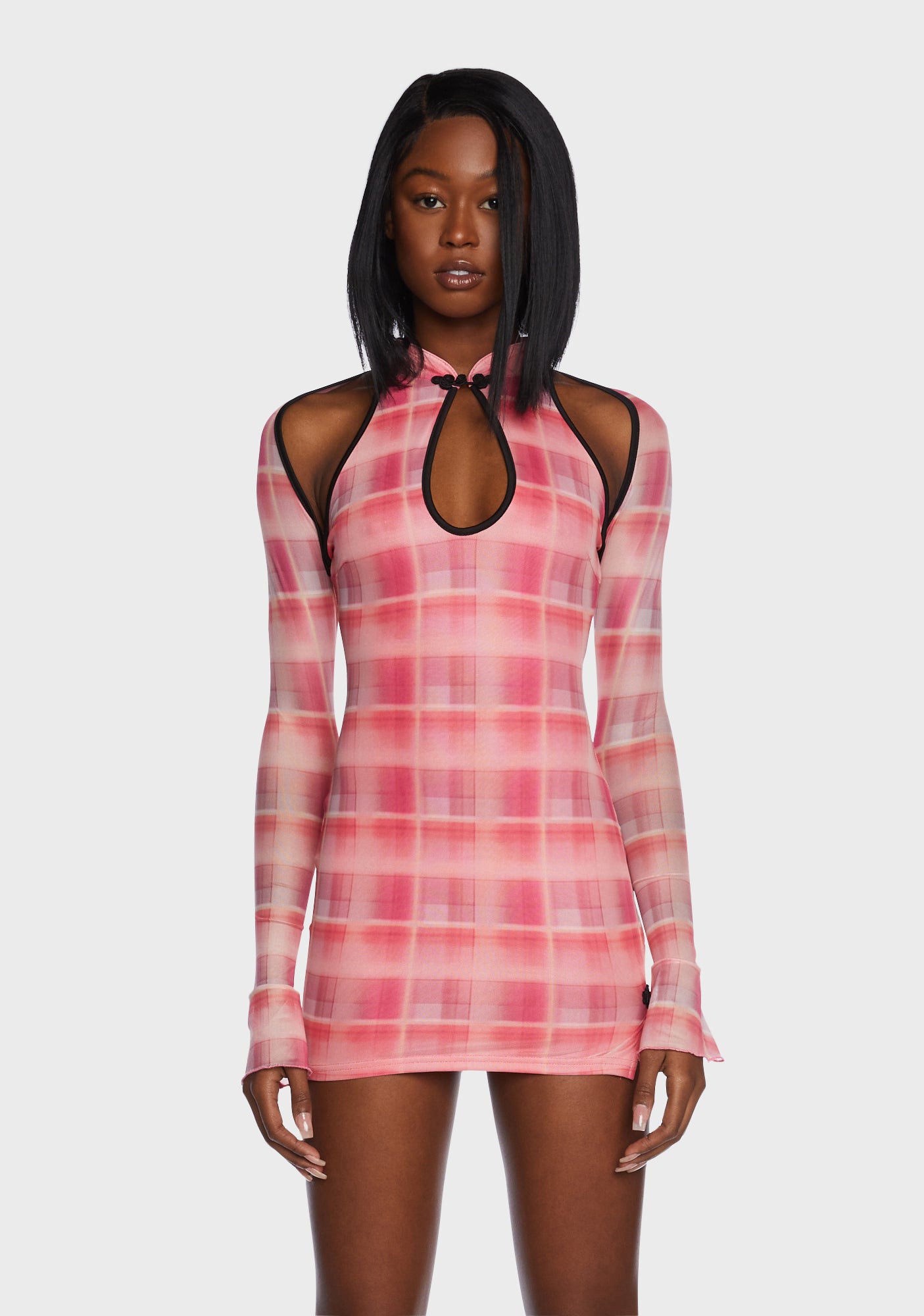 Pink plaid sale bodycon dress