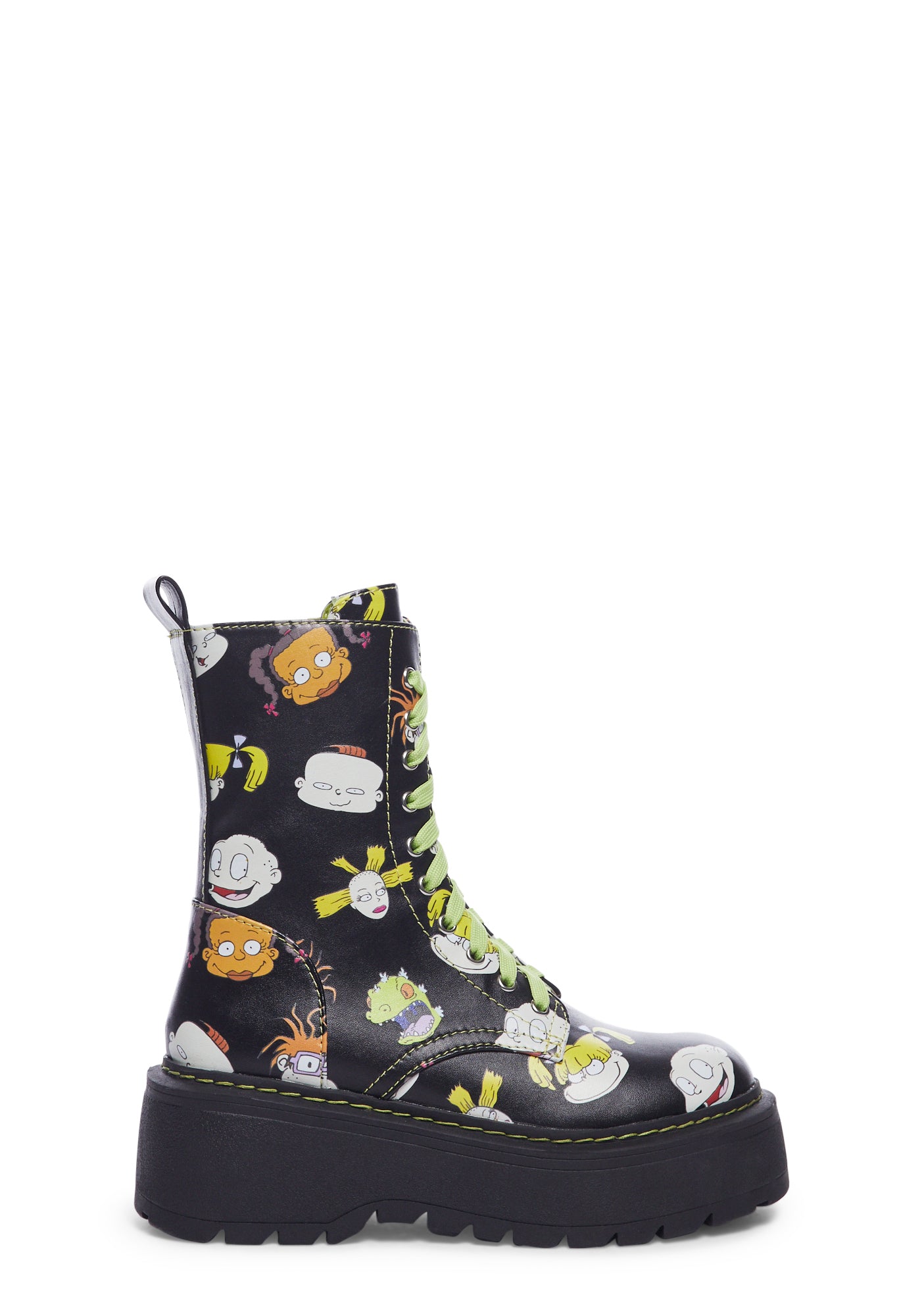 Dolls Kill x Rugrats Character Print Platform Combat Boots Black