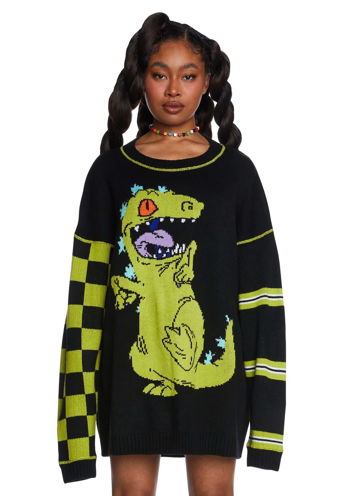 Dolls Kill x Rugrats Reptar Oversized Sweater Black