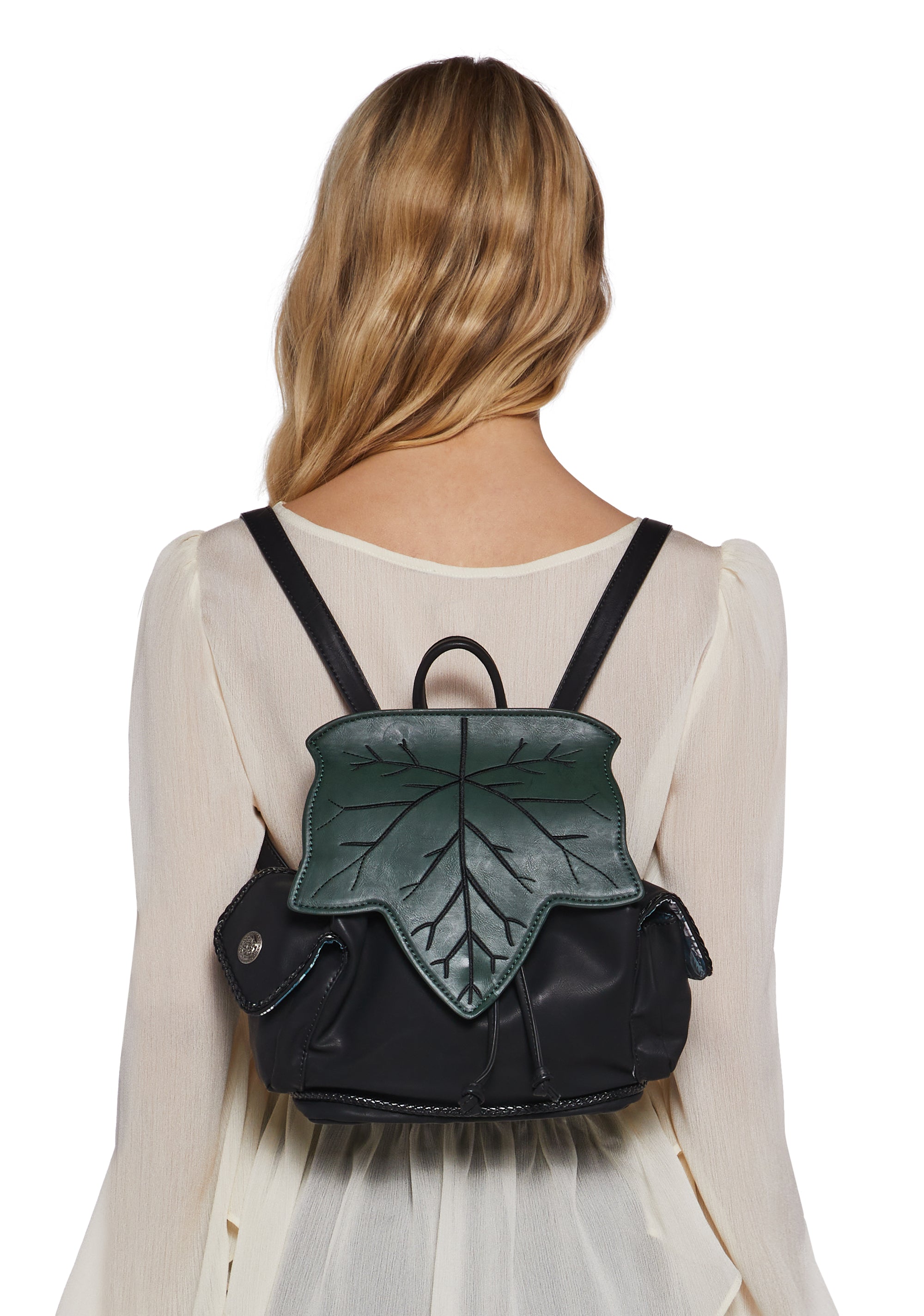 Widow Vegan Leather Leaf Backpack - Dark Green  Dolls Kill