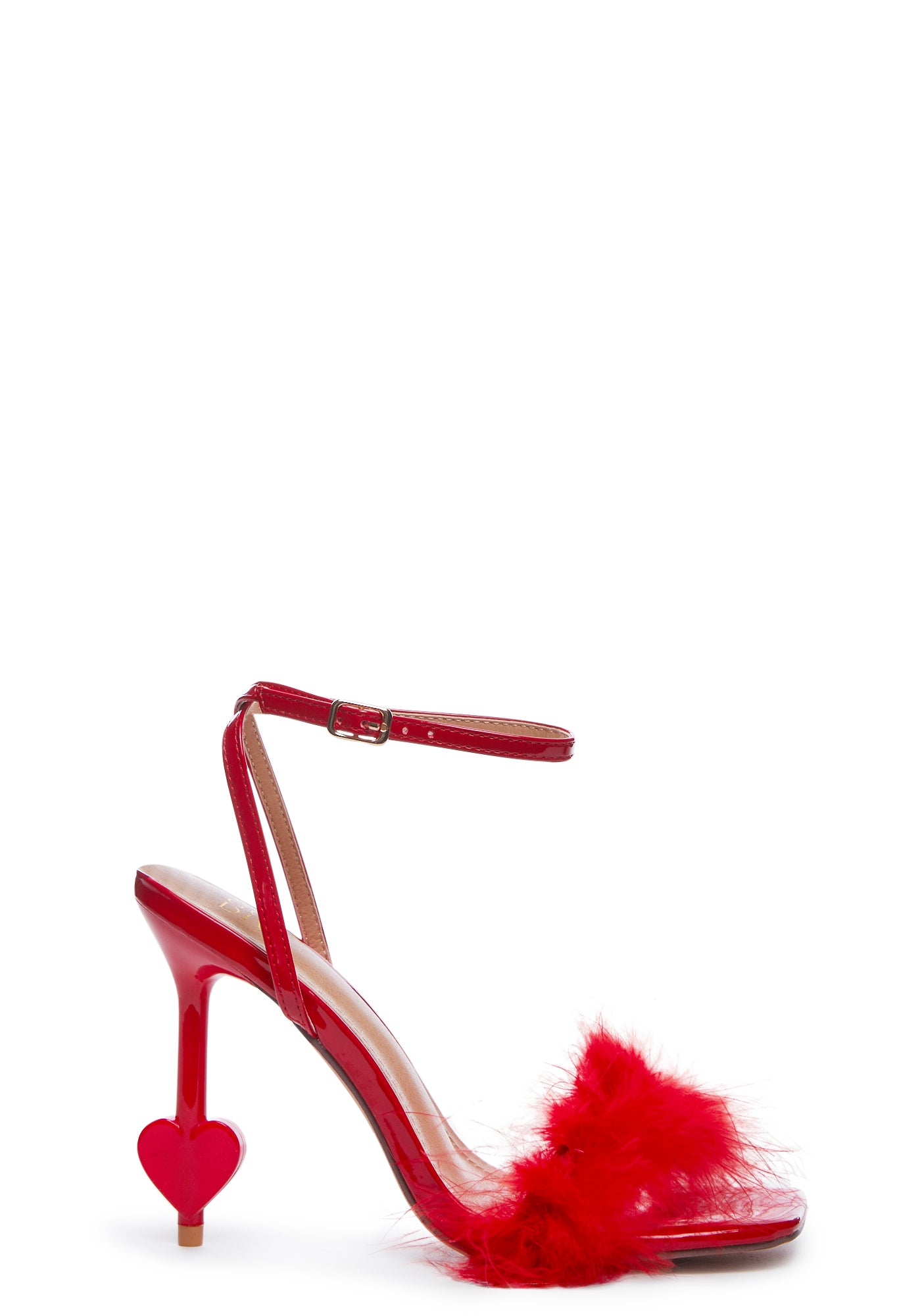 Red fluffy heels shop