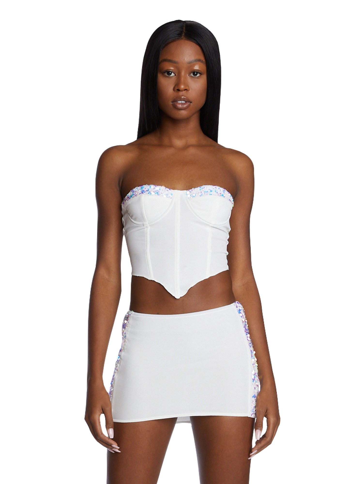 White mini skirt set clearance