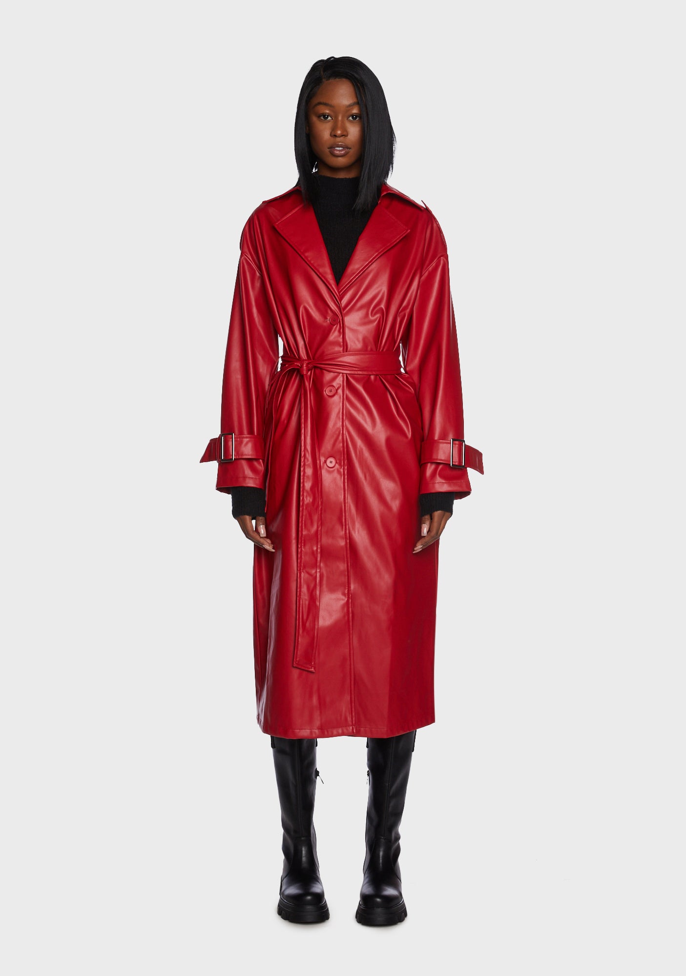 Red trench raincoat hot sale