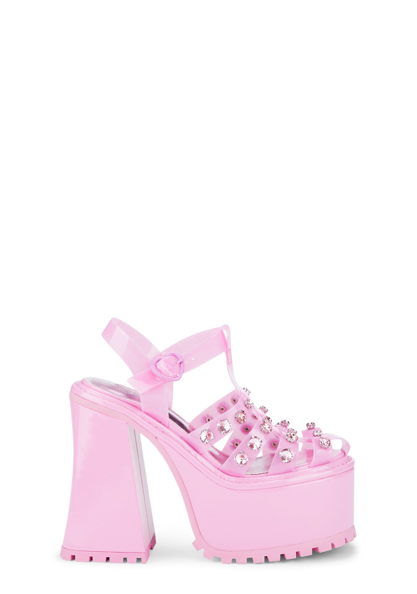 Sugar Thrillz Patent Platform Heeled Sandals Pink Dolls Kill
