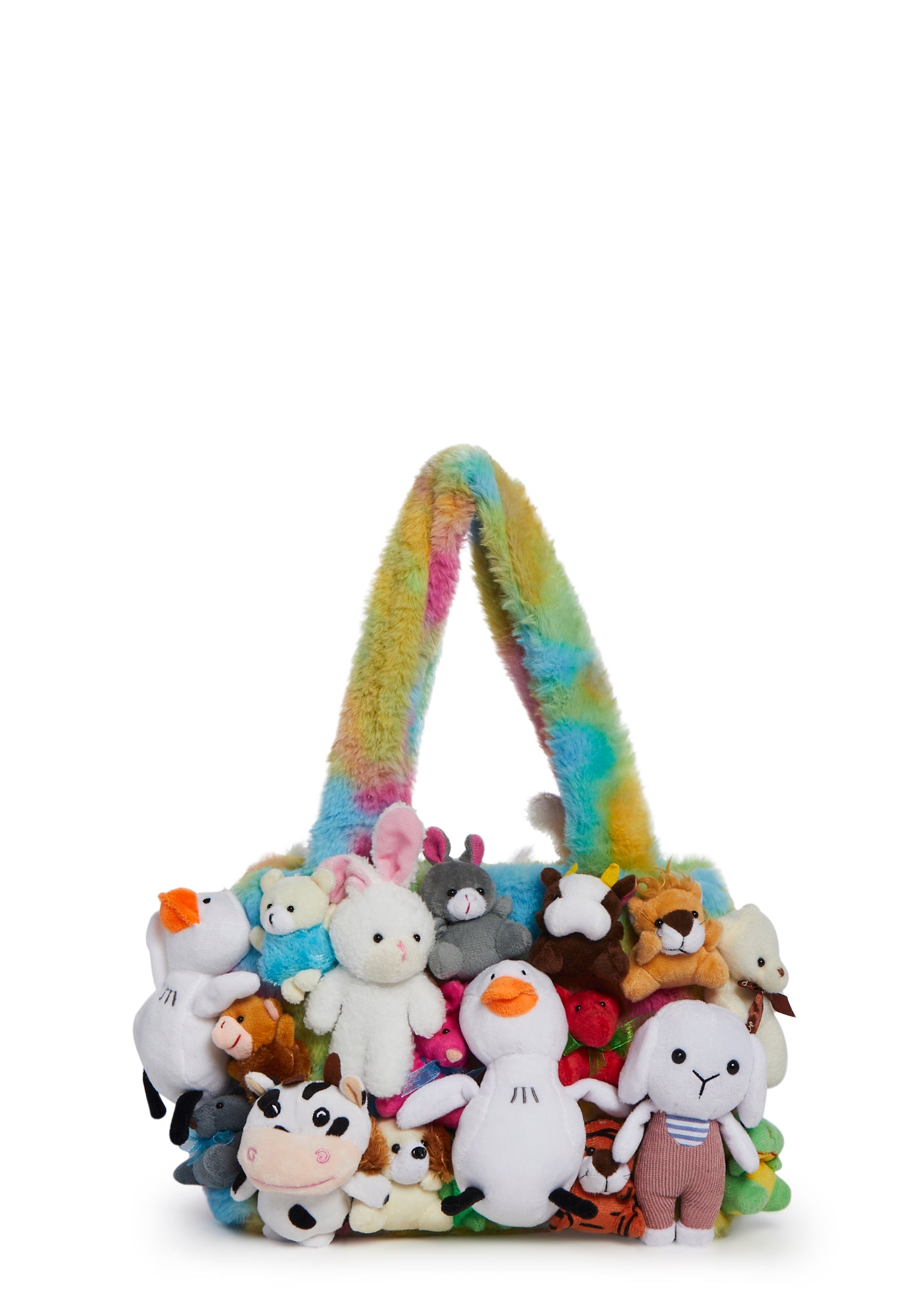 Delia's Plush Toy Rainbow Faux Fur Tote Bag - Multi