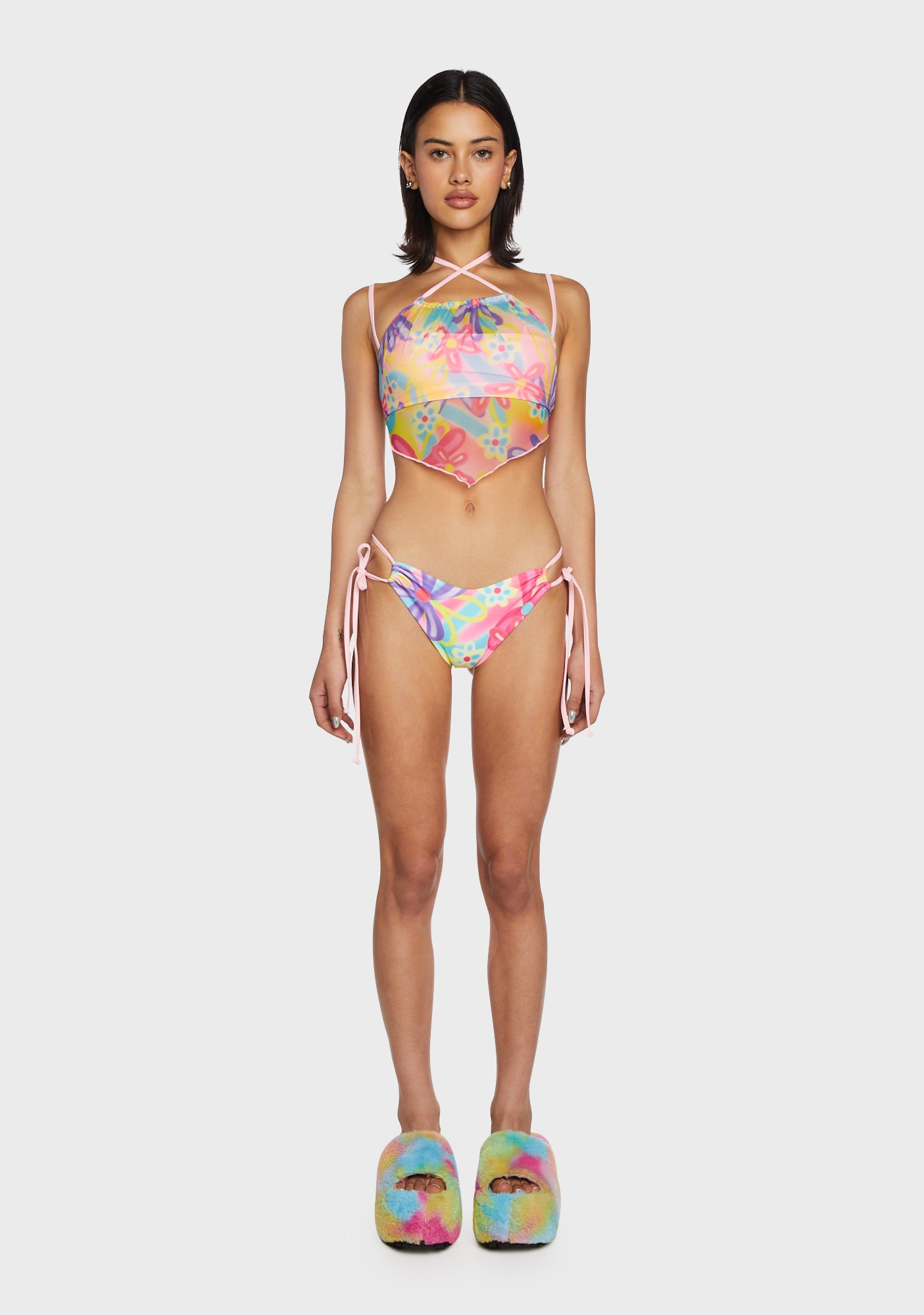Delia s Airbrush Floral Print Bikini Set Multi