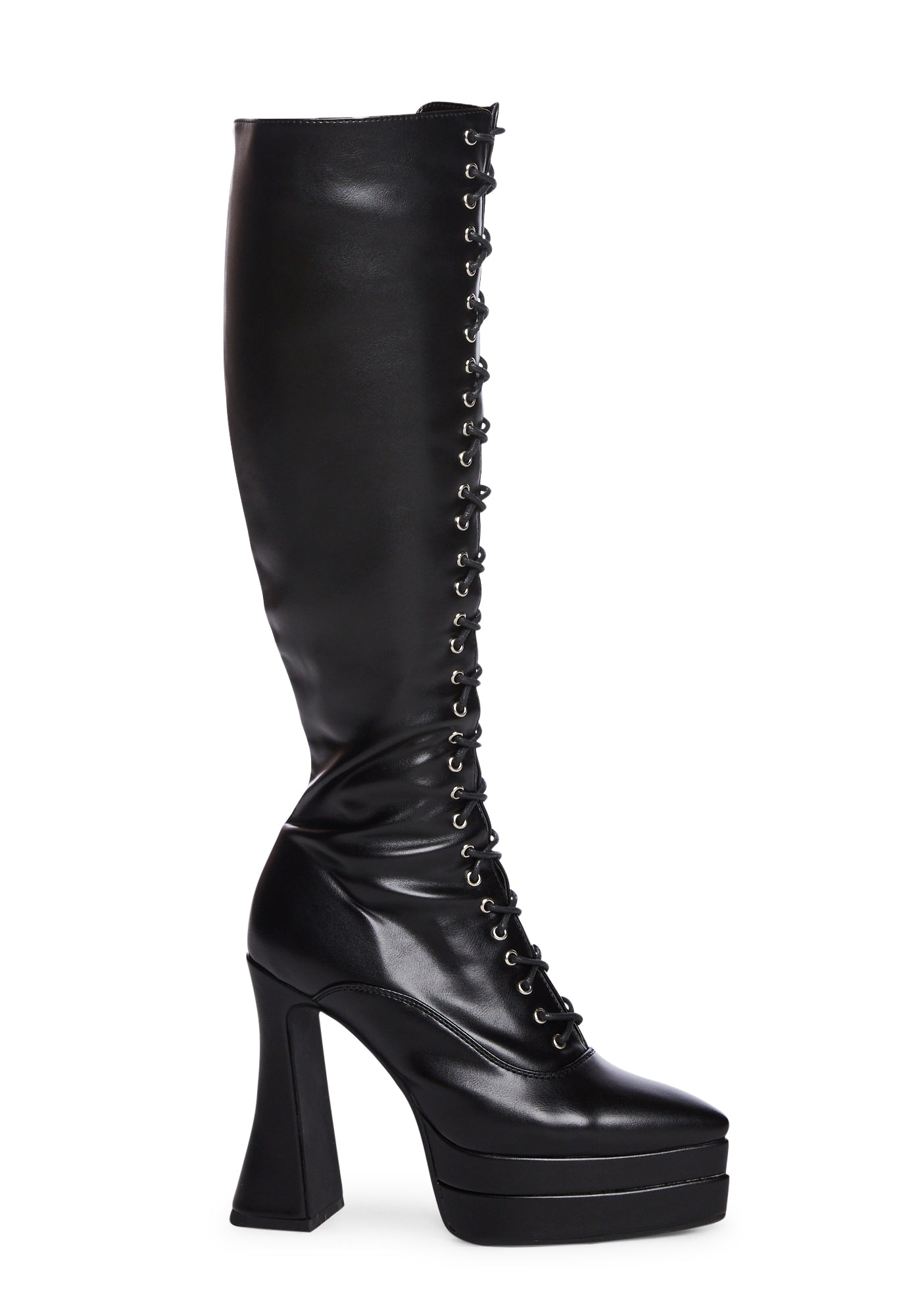 Knee high heeled combat boots sales