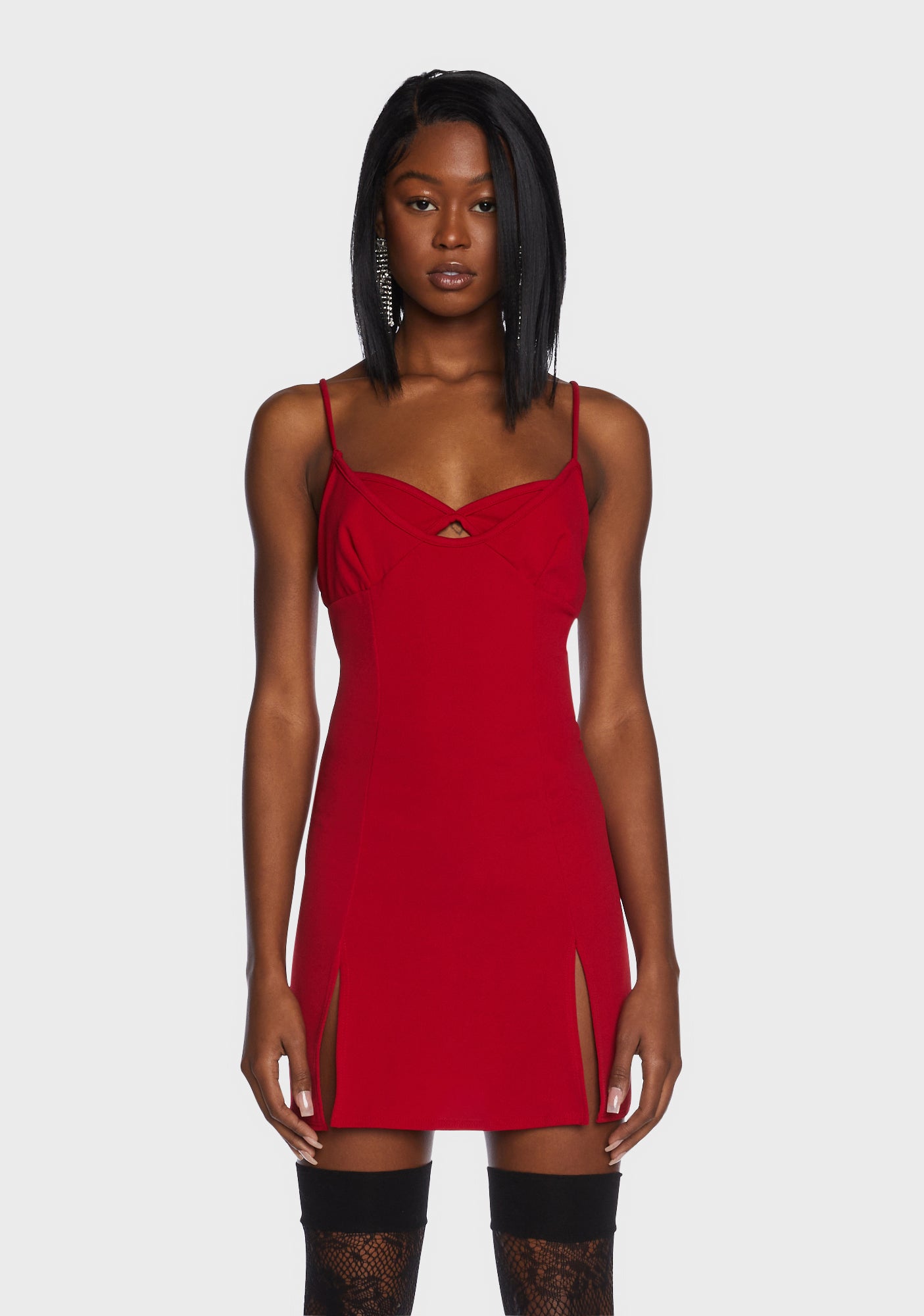 ego red dress Plunge Halterneck Frill Detail Bodycon Mini Dress In Red | EGO US