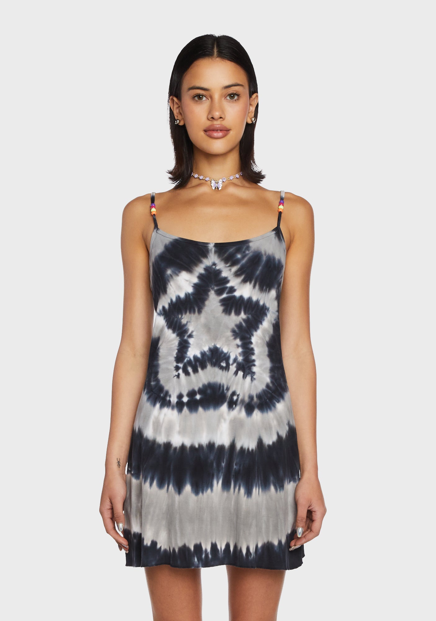 Delia's Tie Dye Star Pattern Mini Dress - Black Dolls Kill Delia's Tie Dye Star Pattern Mini Dress - Black Dolls Kill