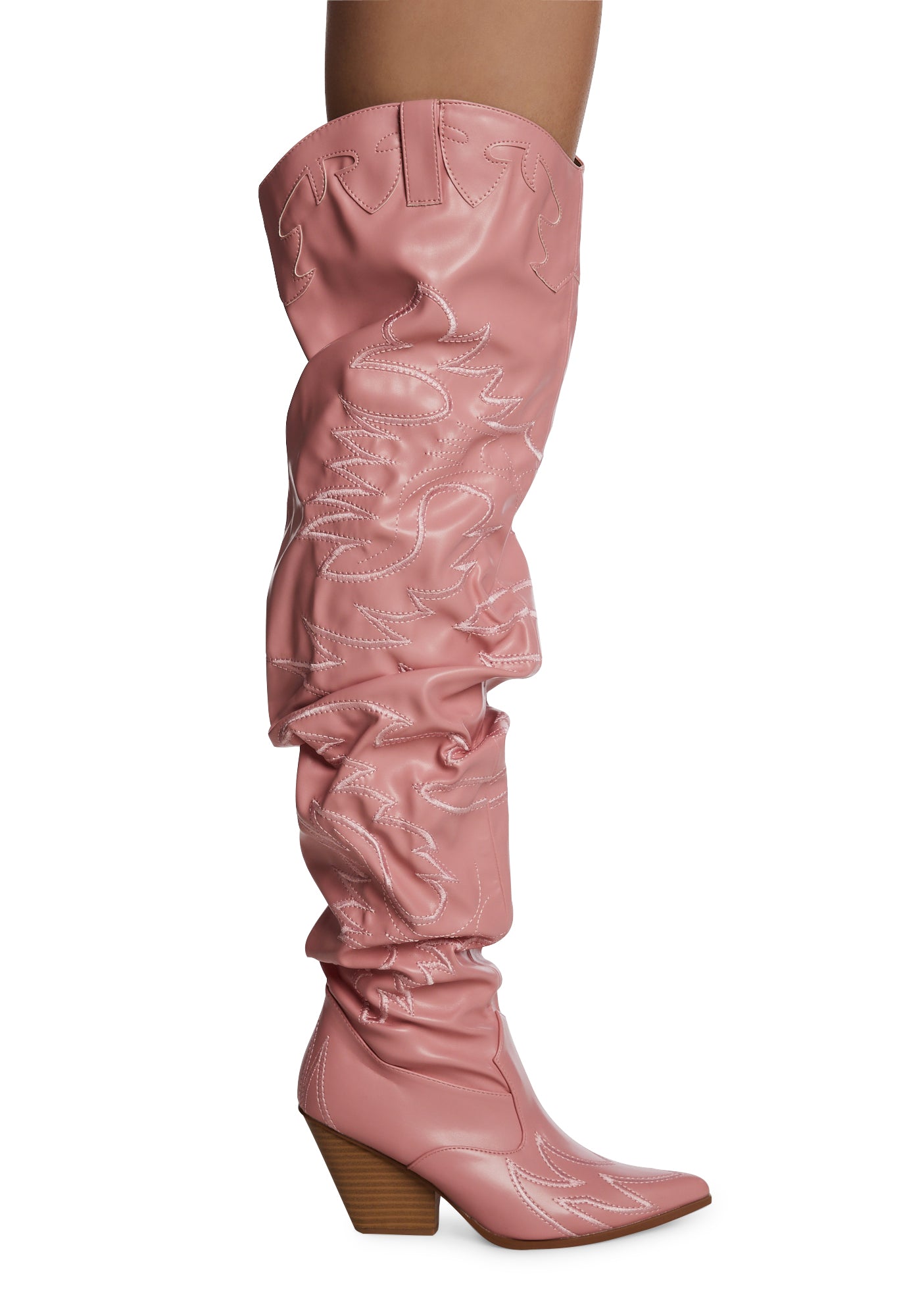 Thigh High Slouch Cowboy Boots - Pink – Dolls Kill