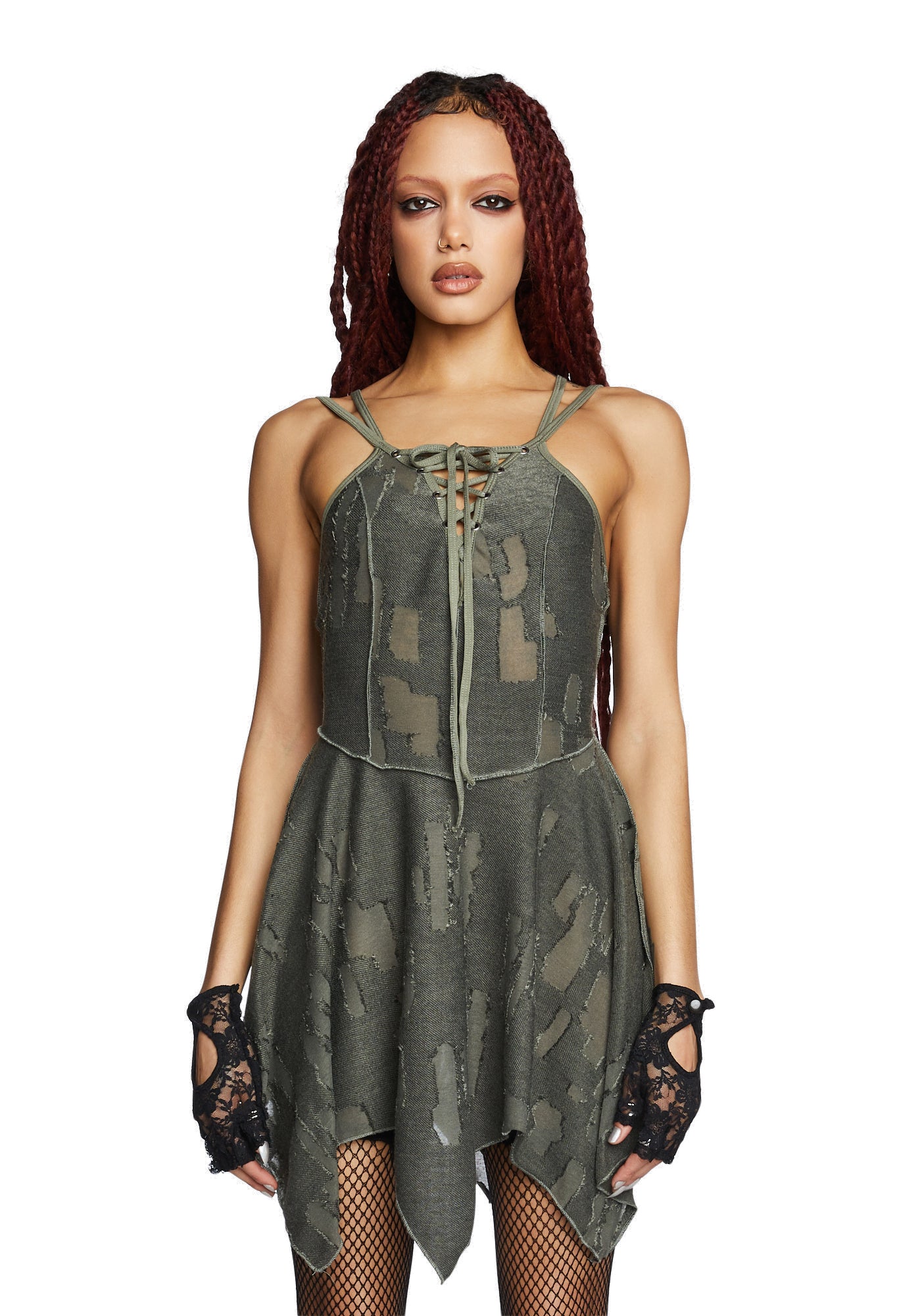 knee length dresses for ladies Widow Shredded Mini Dress