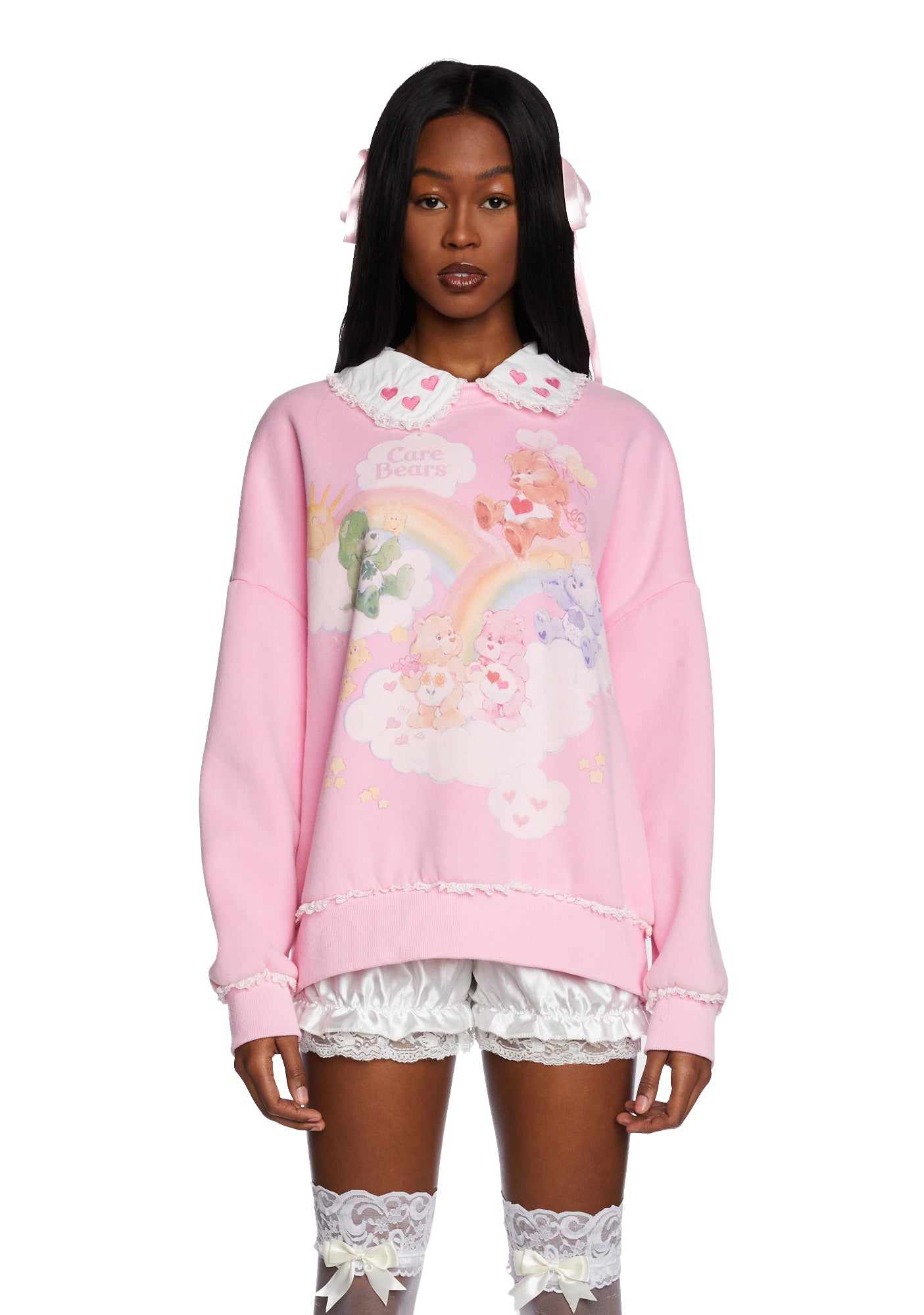 Dolls Kill x Care Bears in Good Company Oversized Sweatshirt Pink Pink X Large