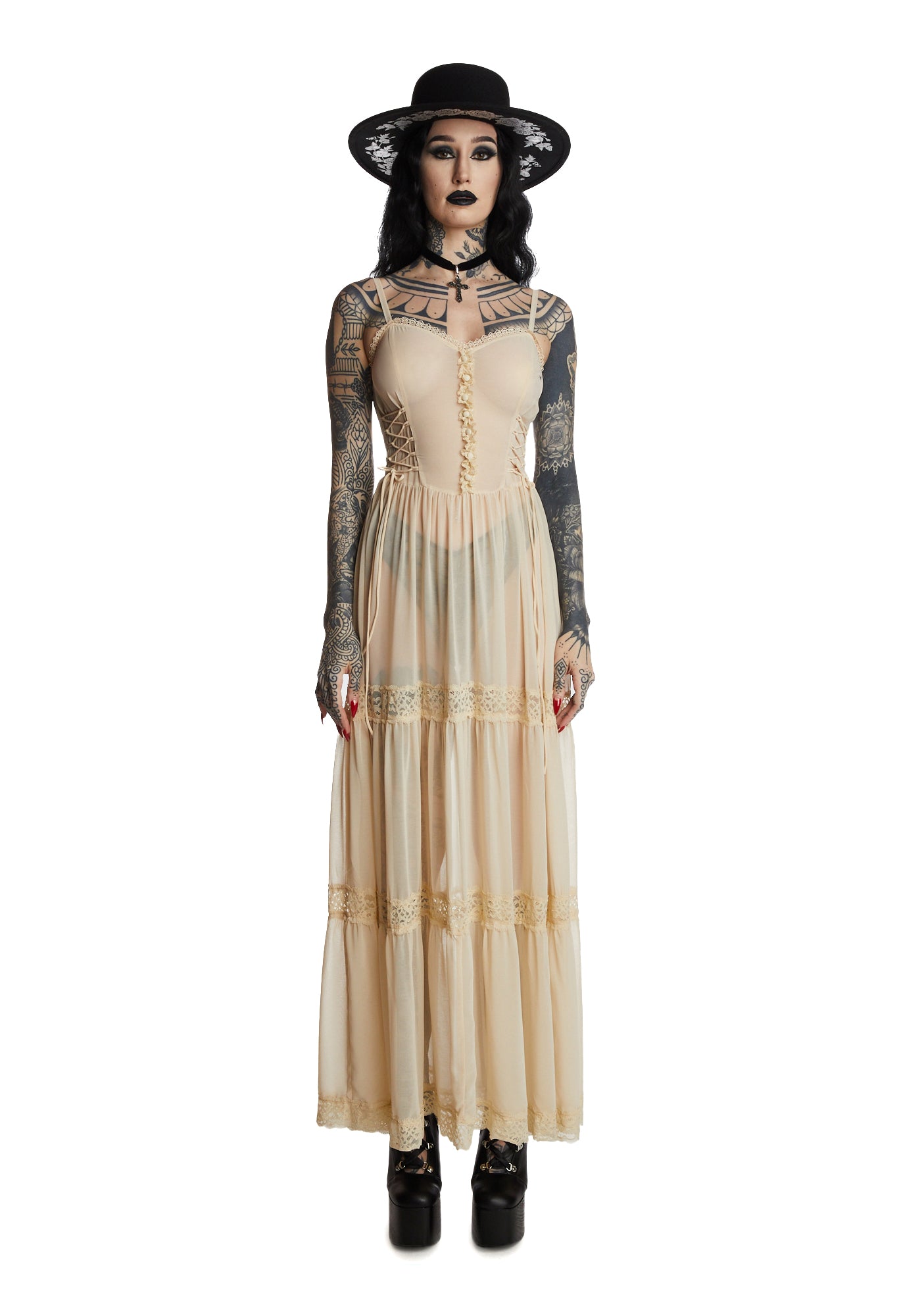 ワンピース Off White Black mesh long dress Amazon.com: Xscape Women's Long Off The Shoulder Ruffle