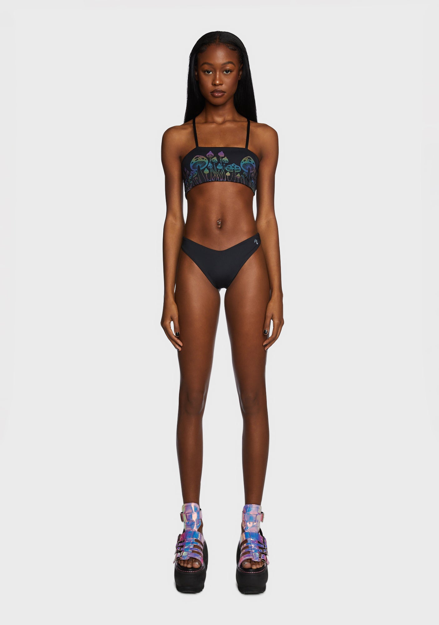 Towers Swimwear Reflective Mushroom Bikini Set Black Dolls Kill