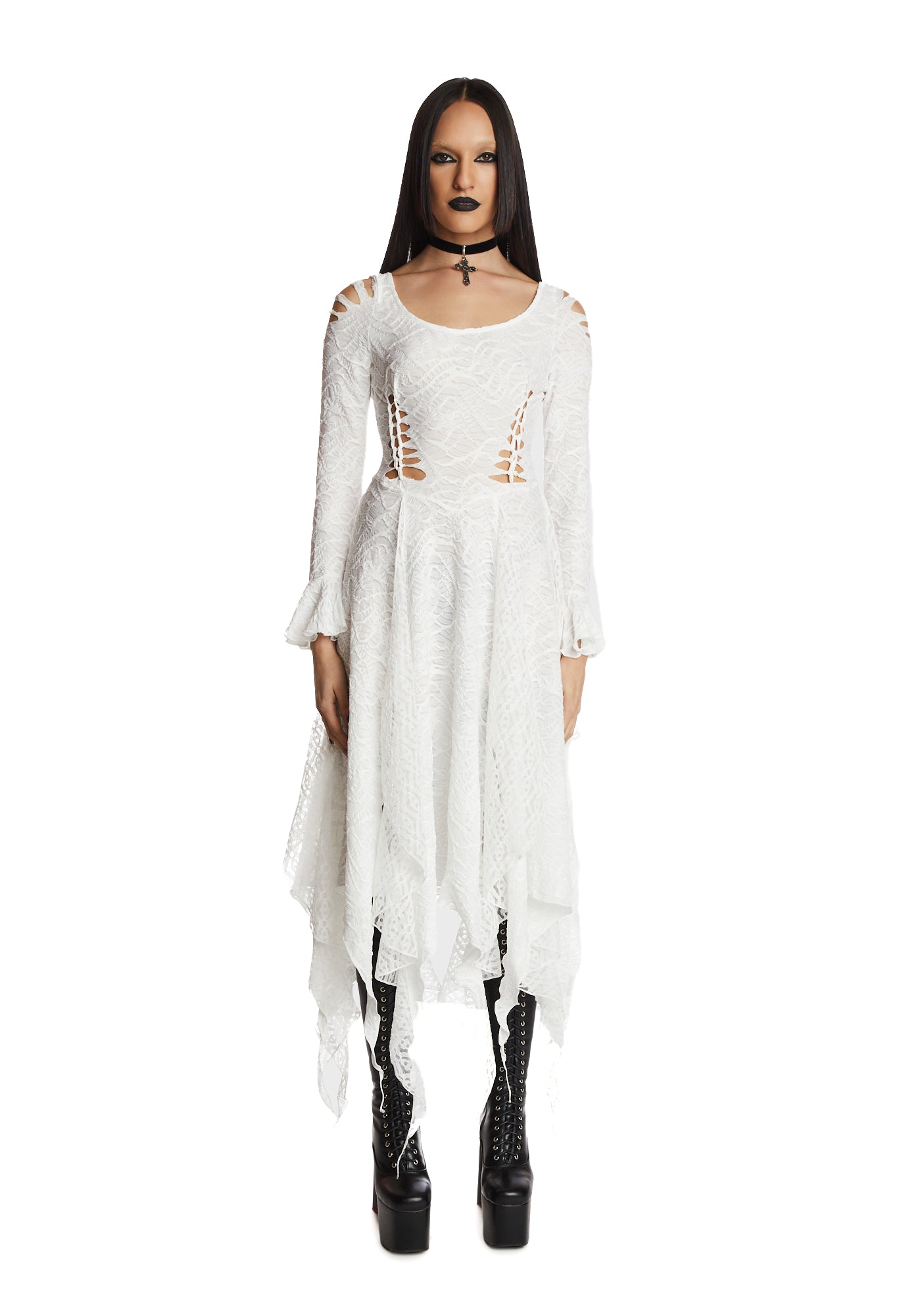 Dark In Love Burnout Handkerchief Maxi Dress