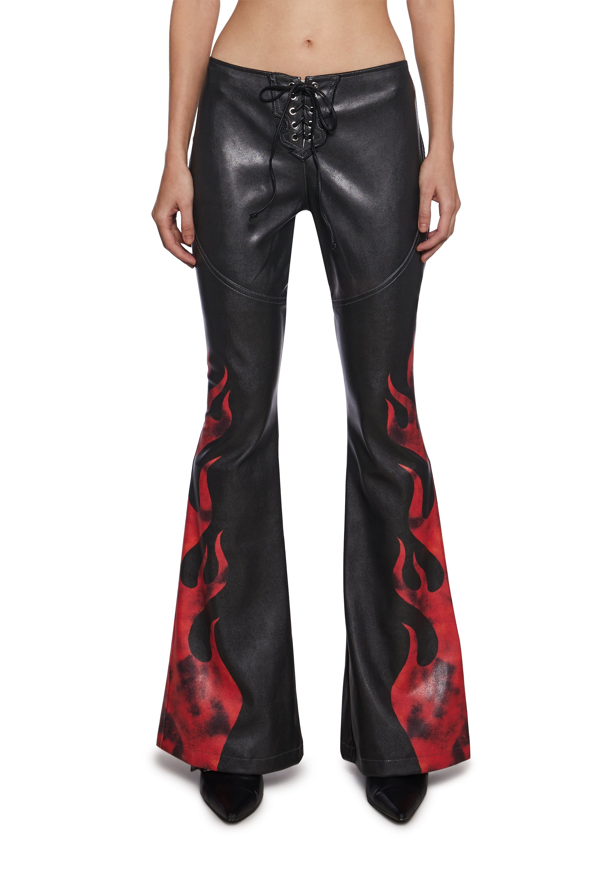Current Mood Vegan Leather Flame Pants - Black – Dolls Kill