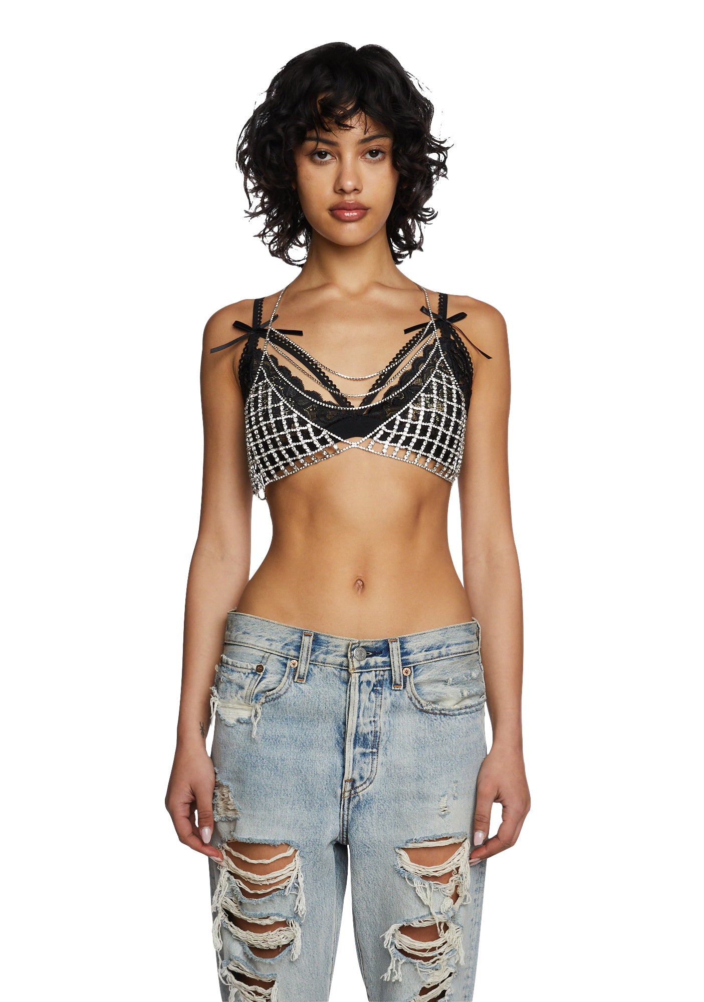 Gemstone Chain Bralette - Silver – Dolls Kill