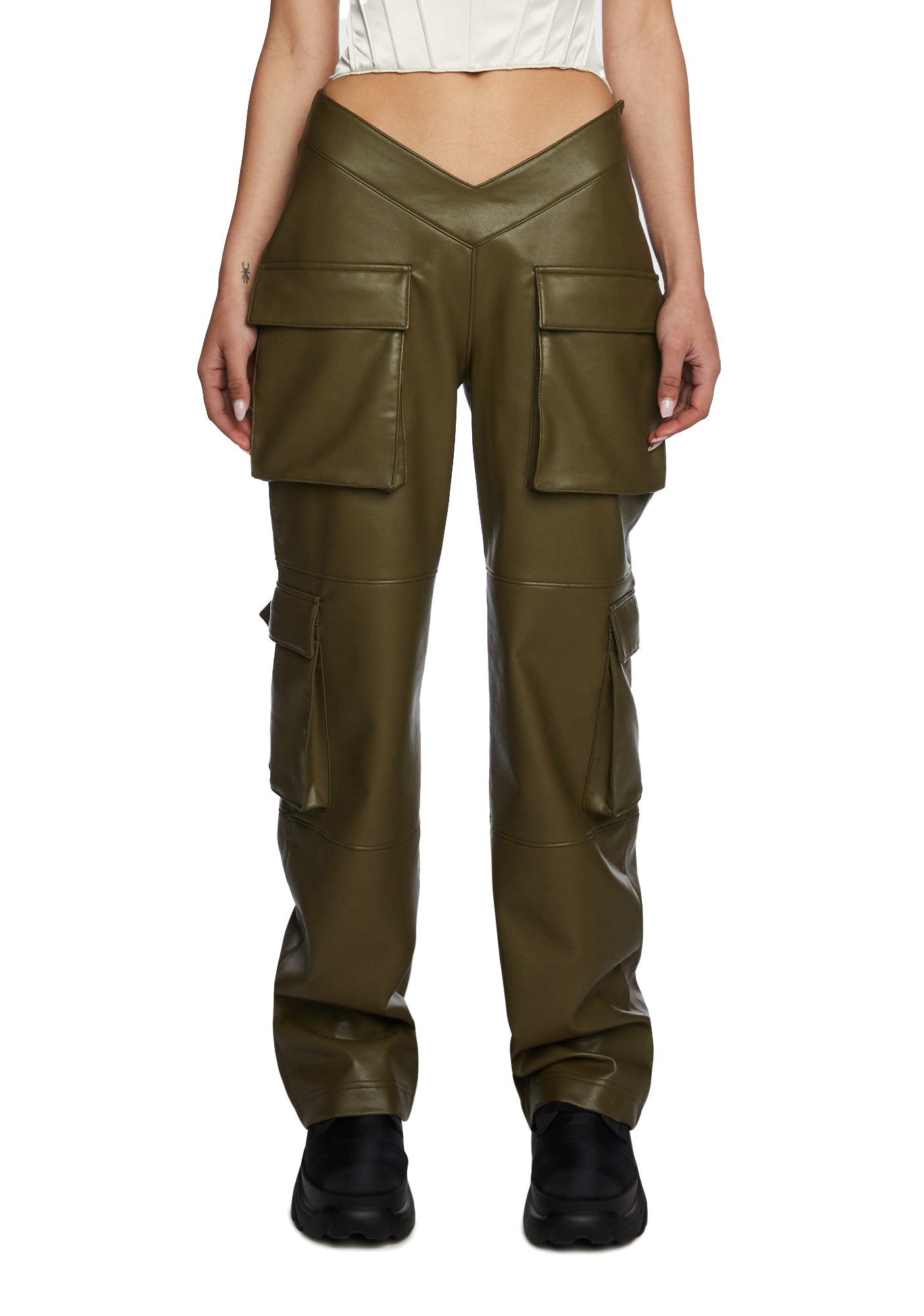 Oyemwen Vegan Leather Brown Cargo Pants
