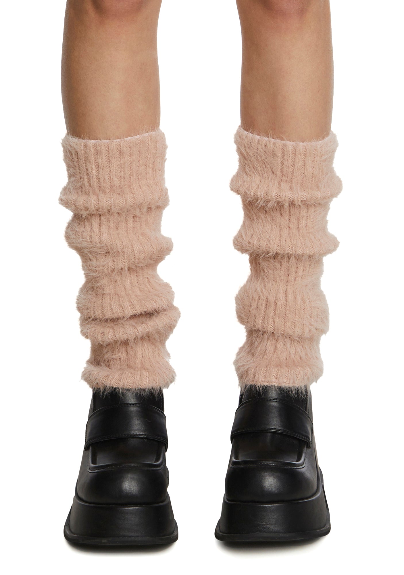 Fuzzy Ribbed Knit Leg Warmers Light Pink – Dolls Kill