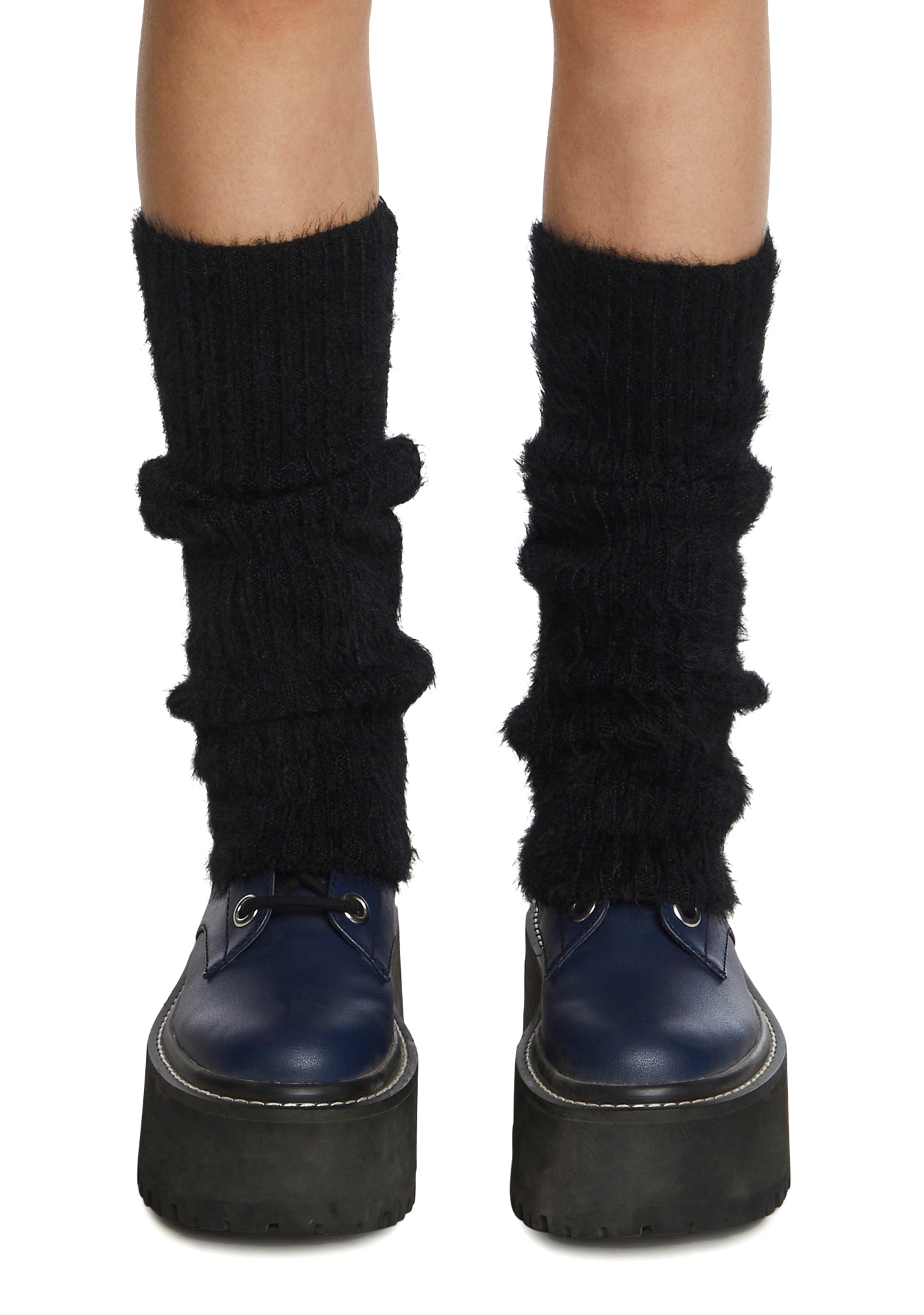 Fuzzy Ribbed Knit Leg Warmers Black – Dolls Kill