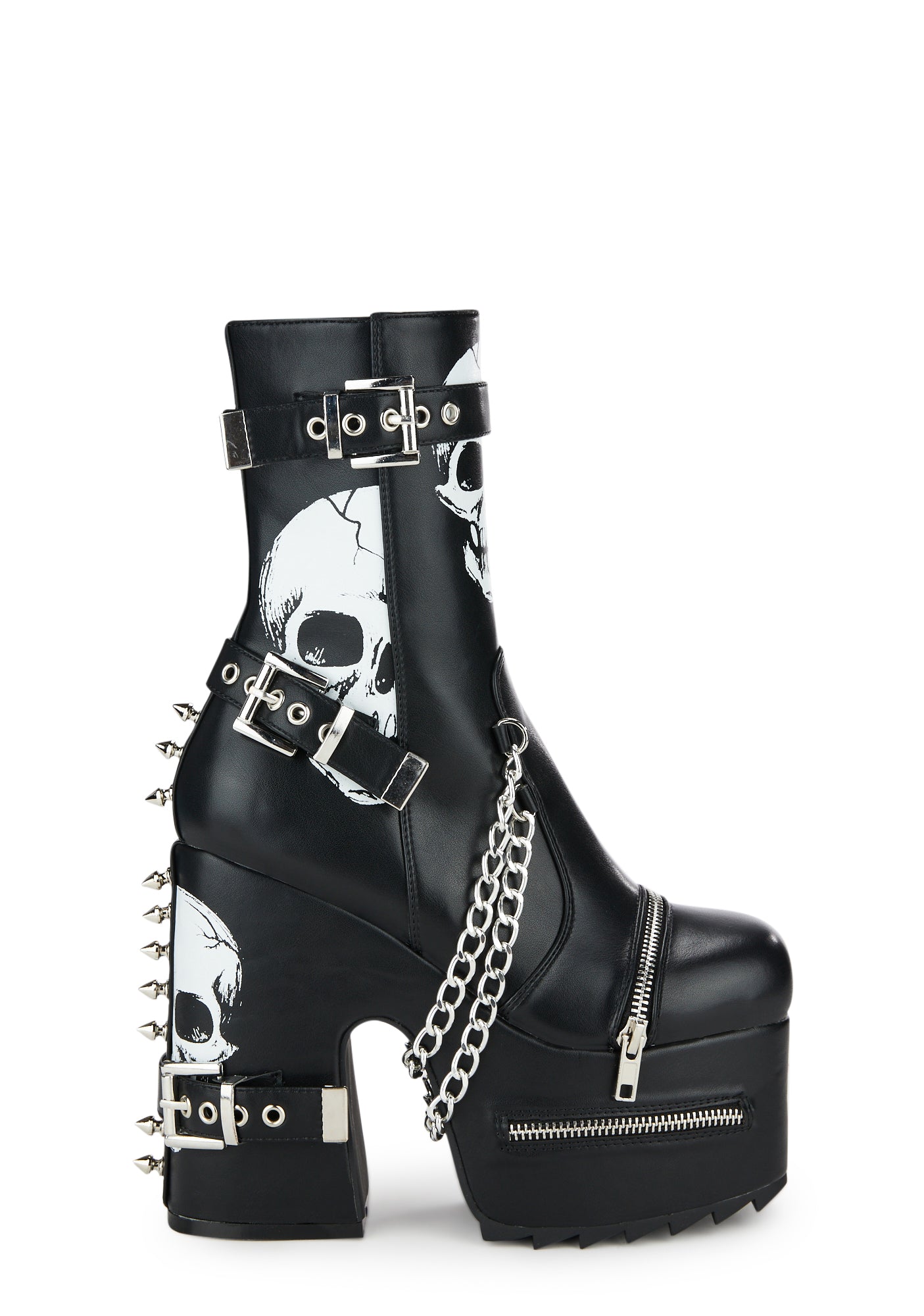 Lamoda Skull Print Platform Boots - Black – Dolls Kill