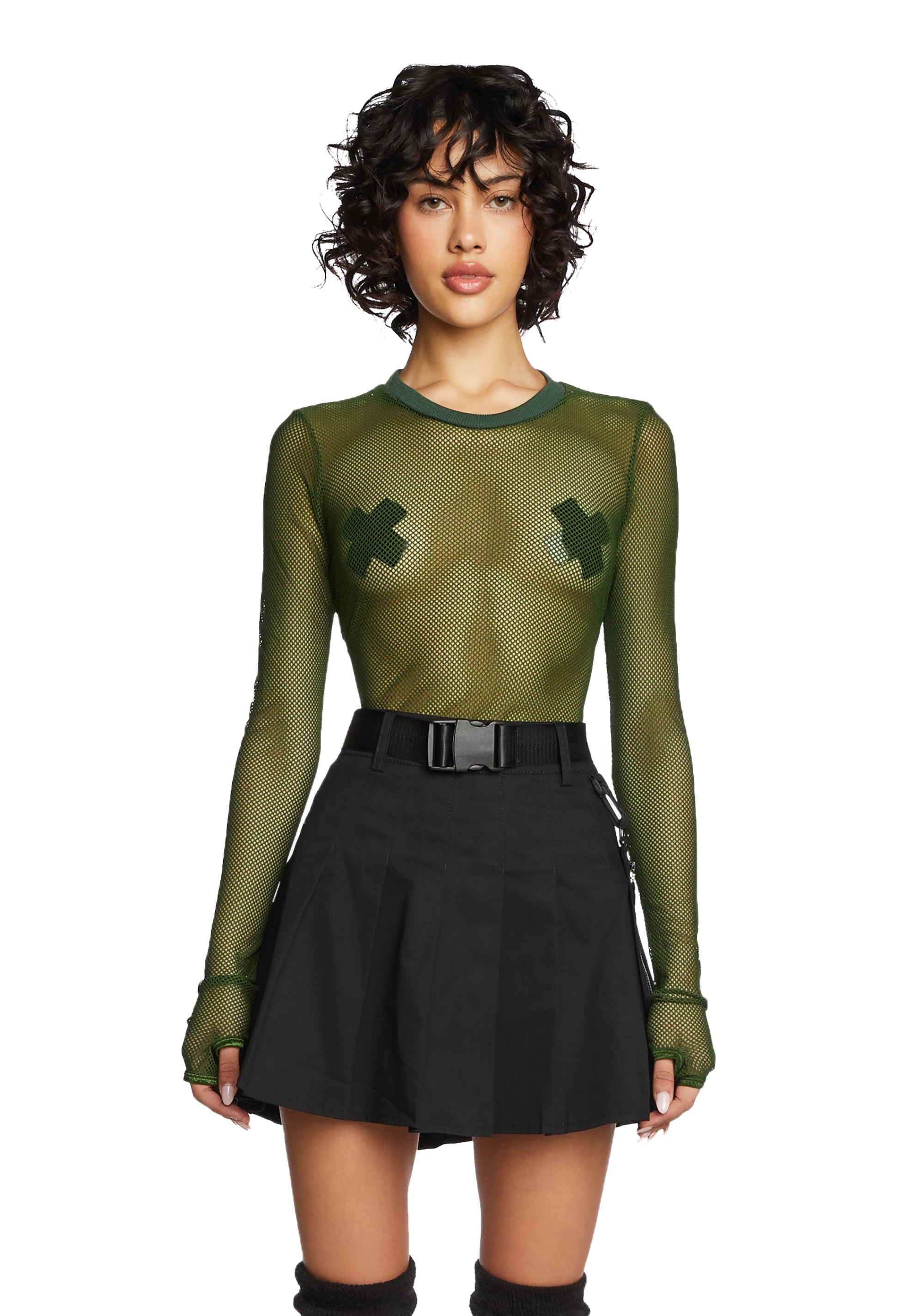 Dark green fishnets outlet