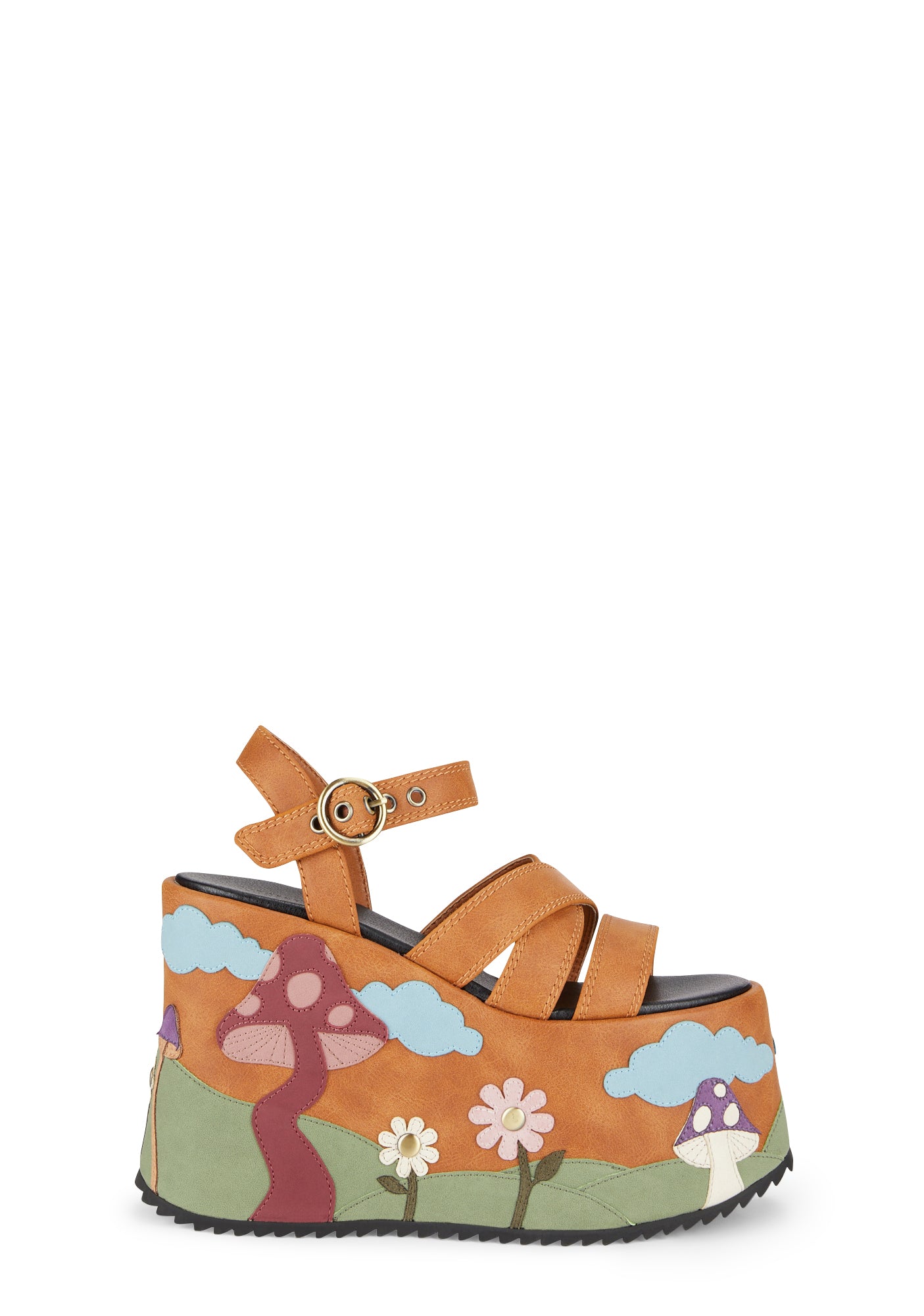 Current Mood Mushroom Platform Wedge Sandals Brown Multi