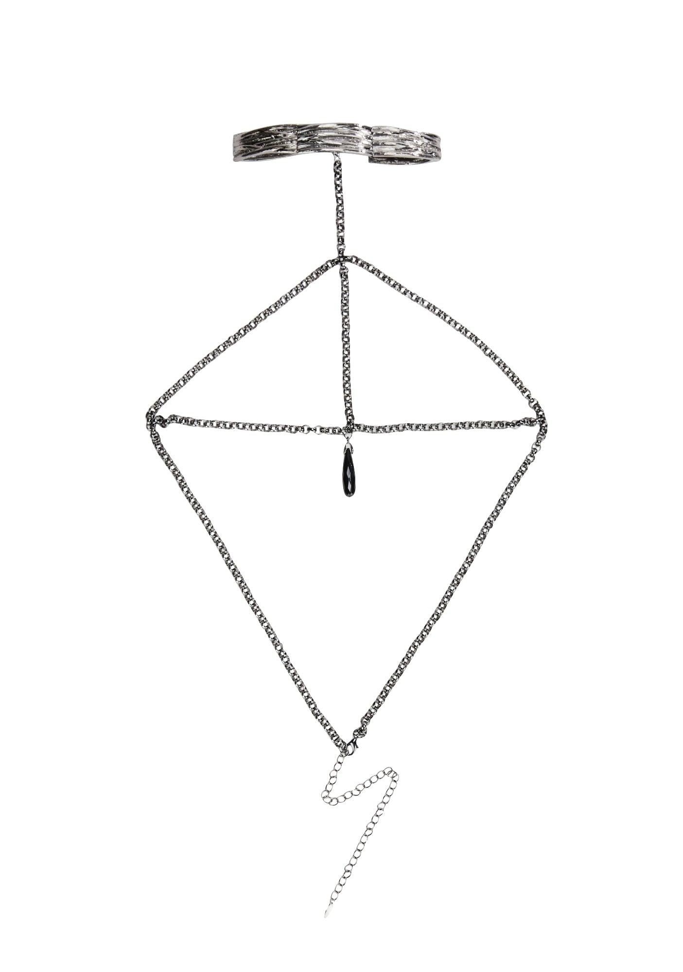 Metallic Wrap Bra Chain Gunmetal Dolls Kill