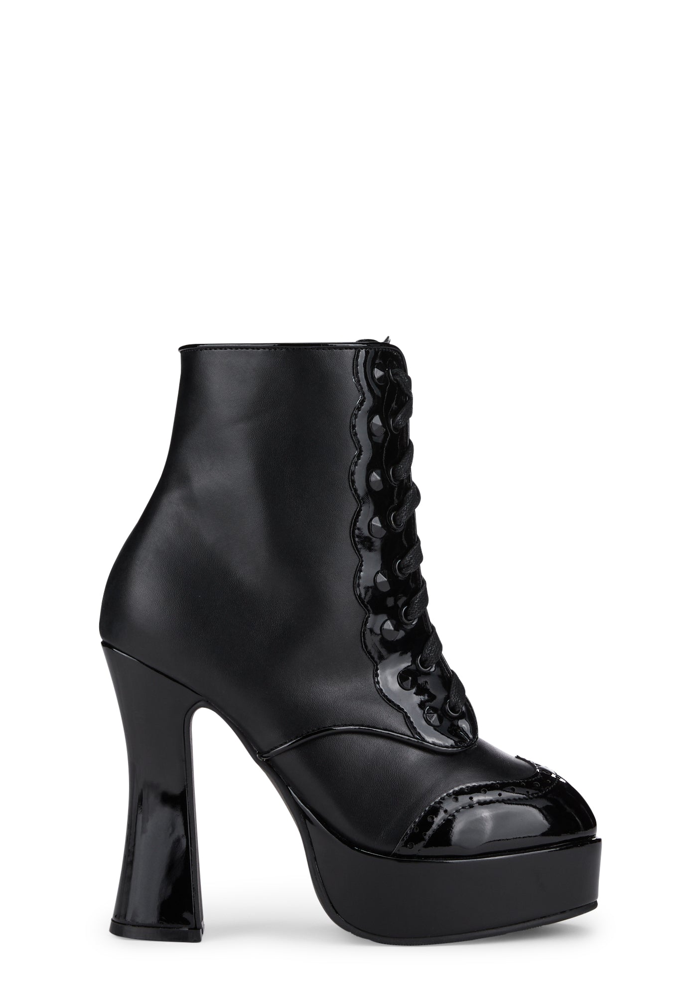 Ellie Shoes Vegan Leather Heeled Booties - Black – Dolls Kill display picture 2
