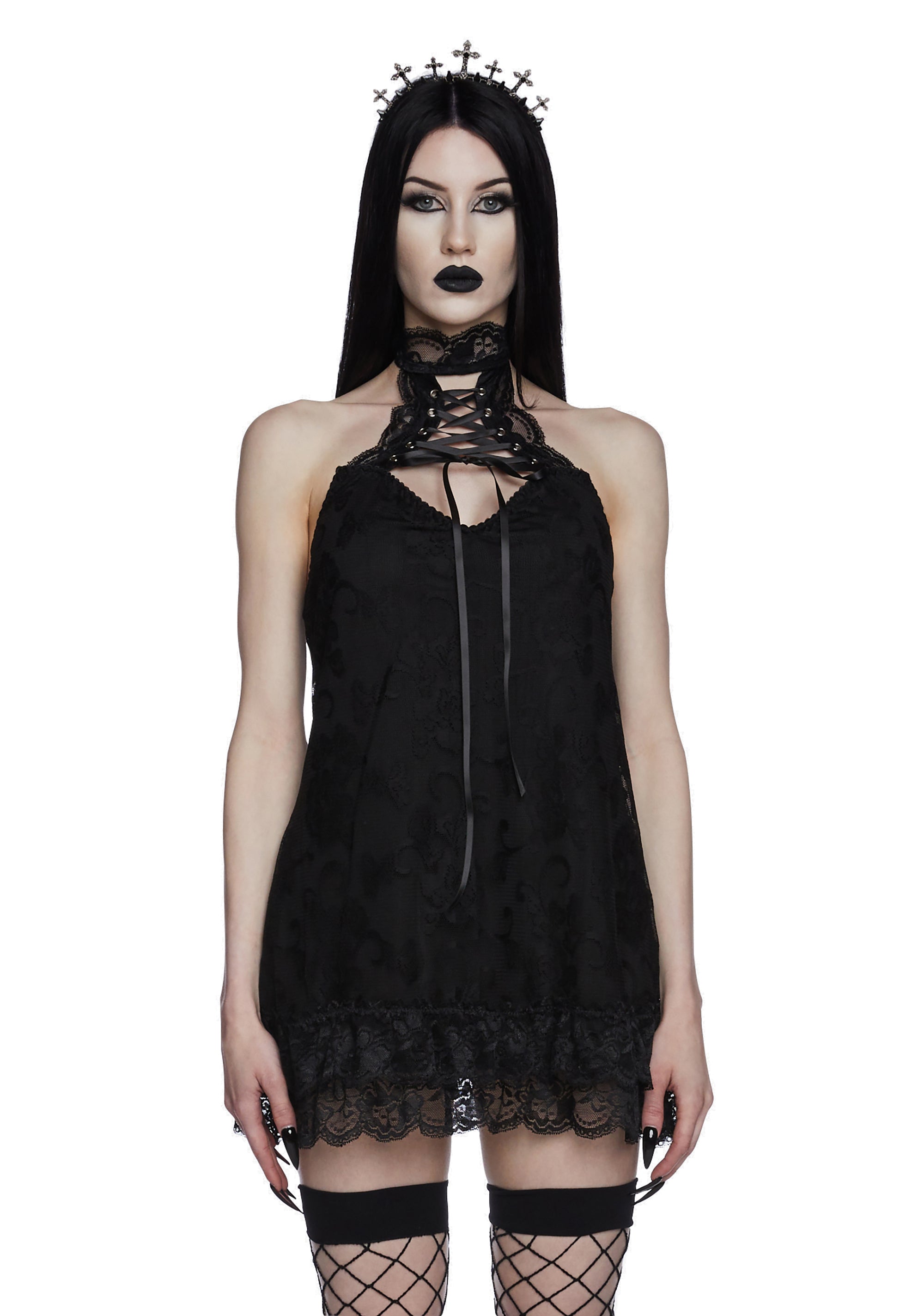 Widow Lace Mini Dress - Black Dolls Kill Widow Lace Mini Dress - Black Dolls Kill