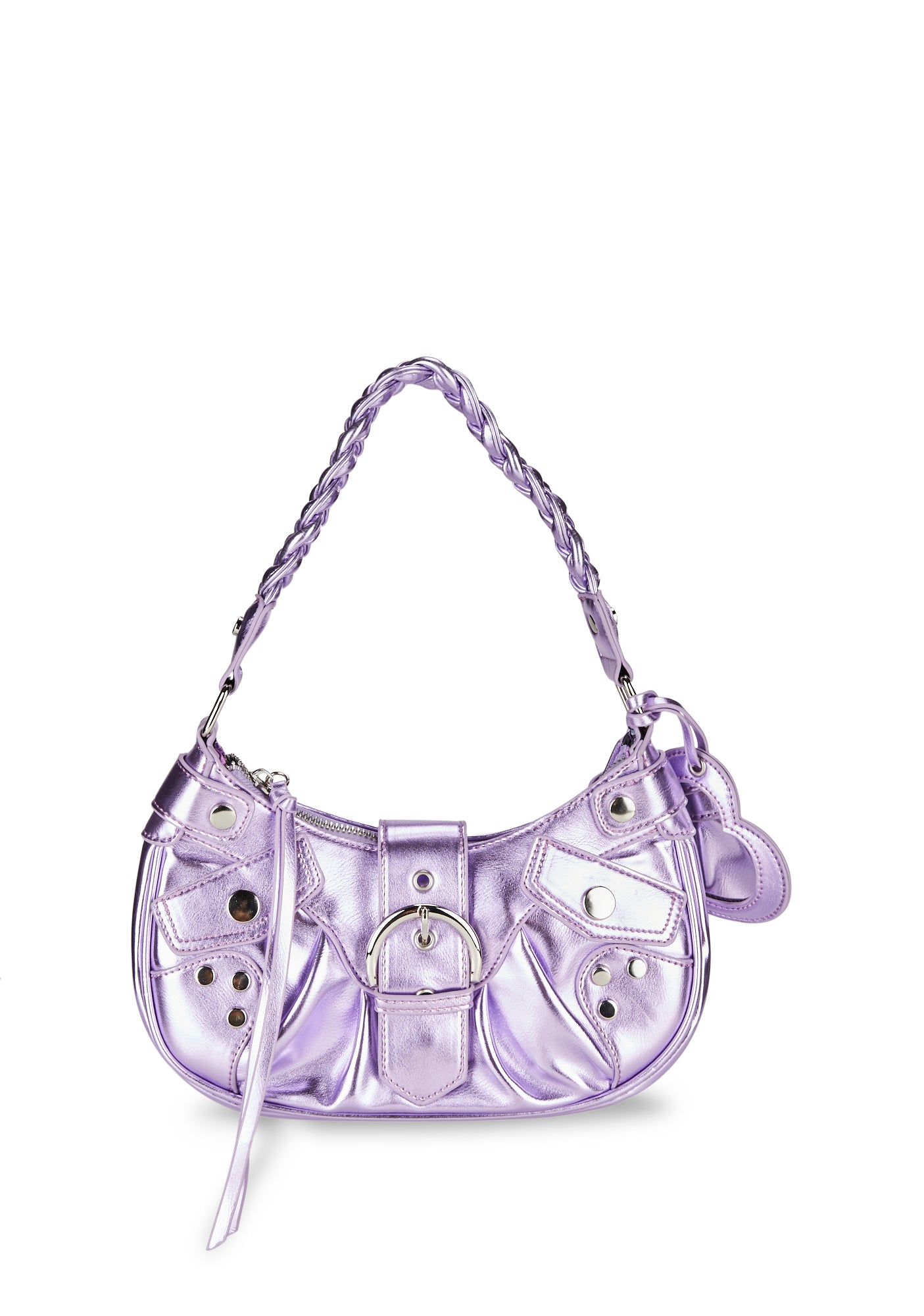 Generation Kiss Metallic Hardware Braided Shoulder Bag Purple