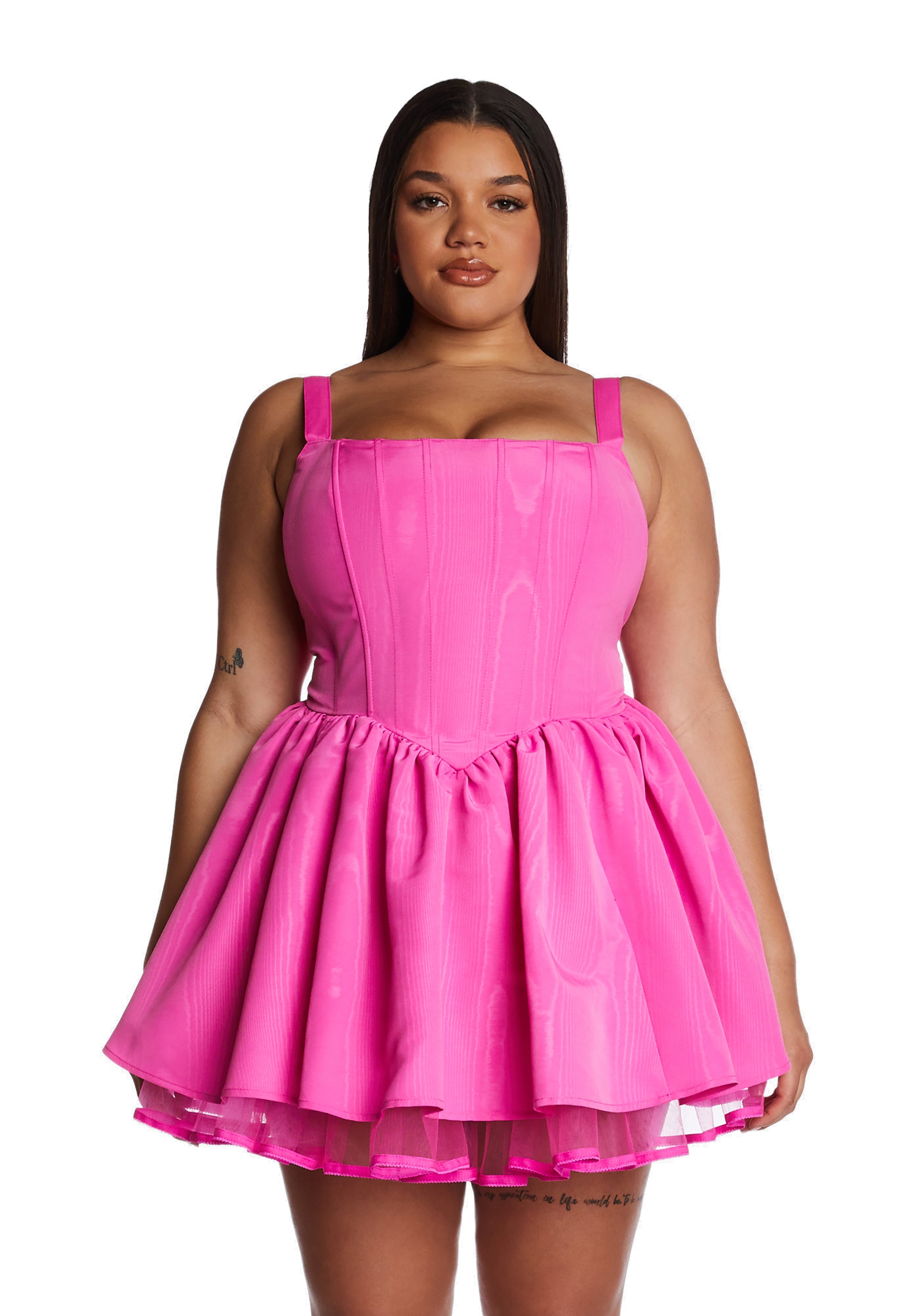 Plus Size Sugar Thrillz Taffeta Corset Dress Hot Pink Dolls Kill
