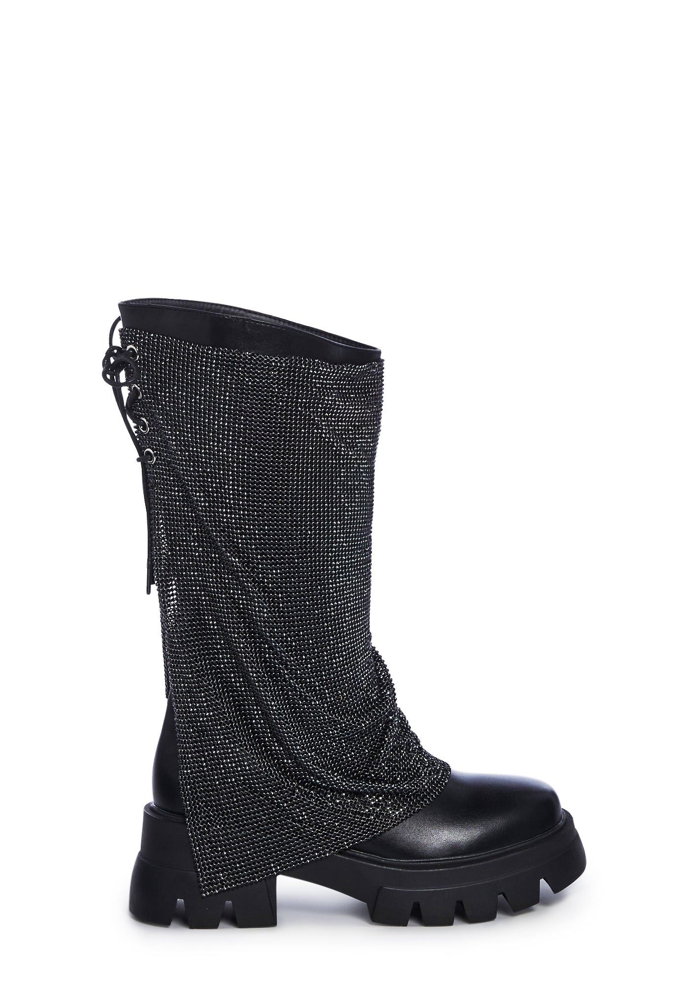 AZALEA WANG Glitter Chainmail Ankle Boots - Black – Dolls Kill