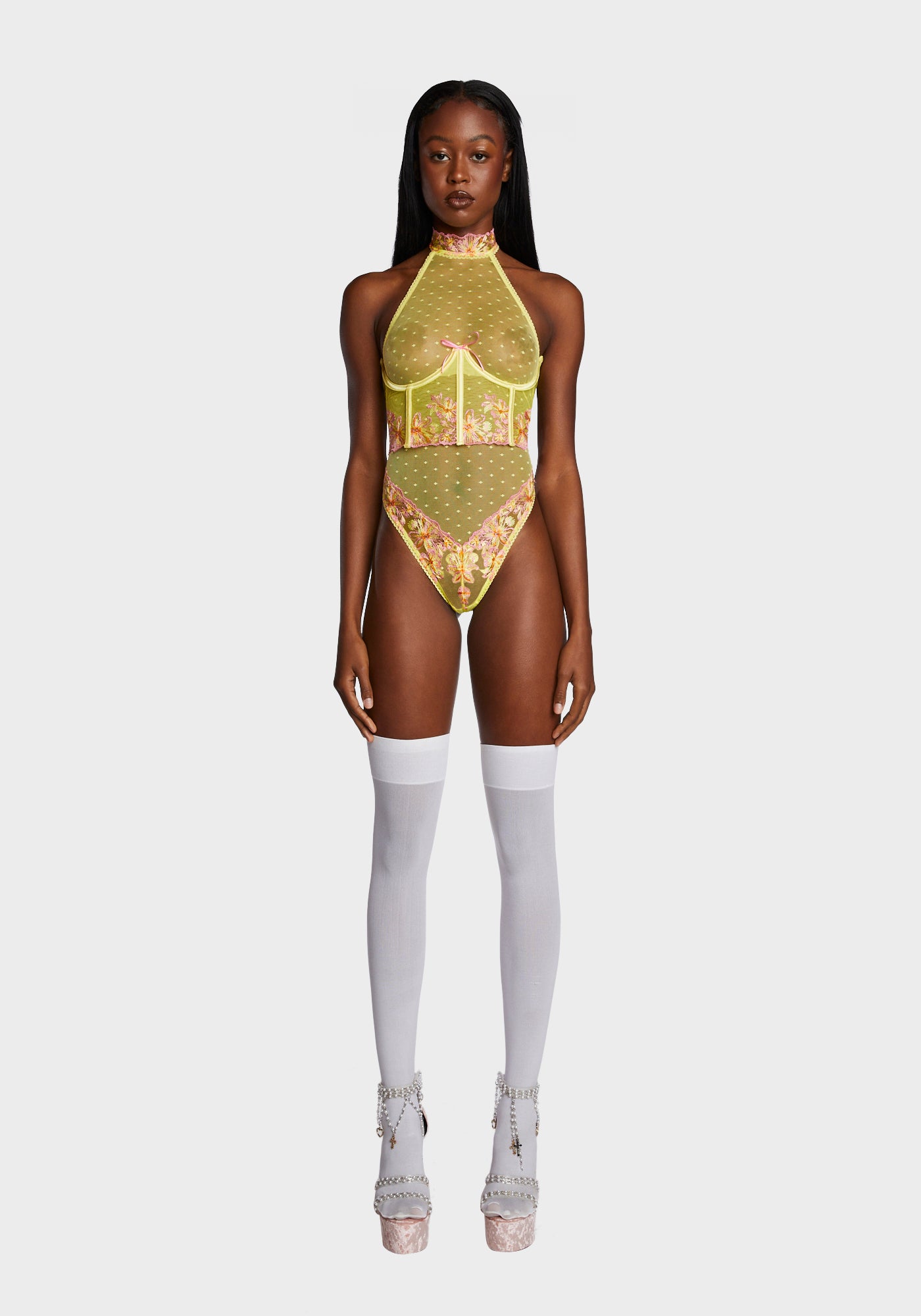 Sheer floral bodysuit online
