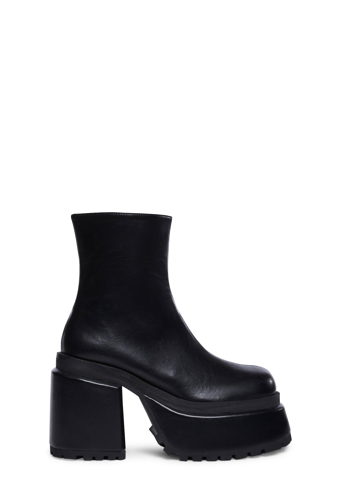 Current Mood Vegan Leather Zip Up Ankle Boots - Black – Dolls Kill
