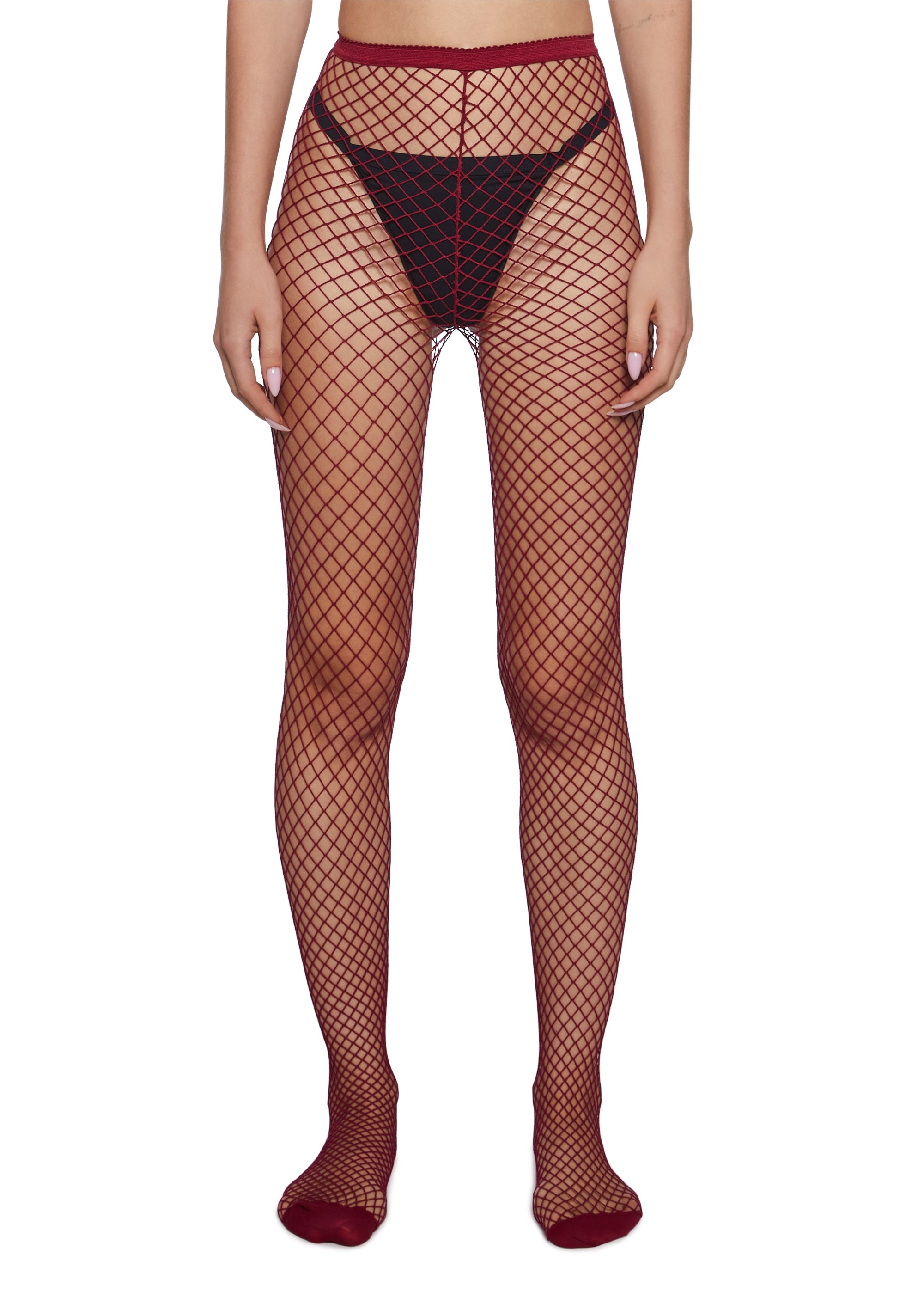 Fishnet Tights Burgundy Dolls Kill
