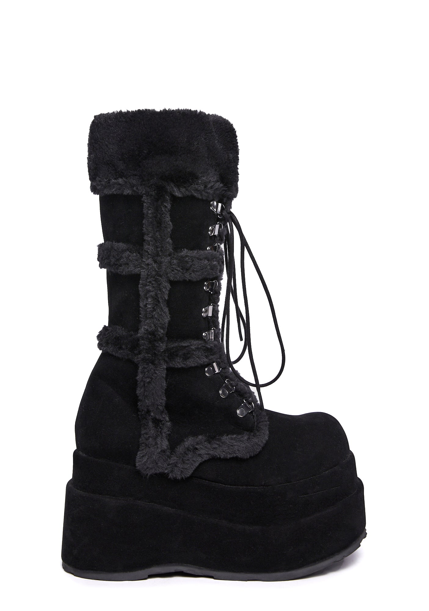 White fuzzy platform discount boots
