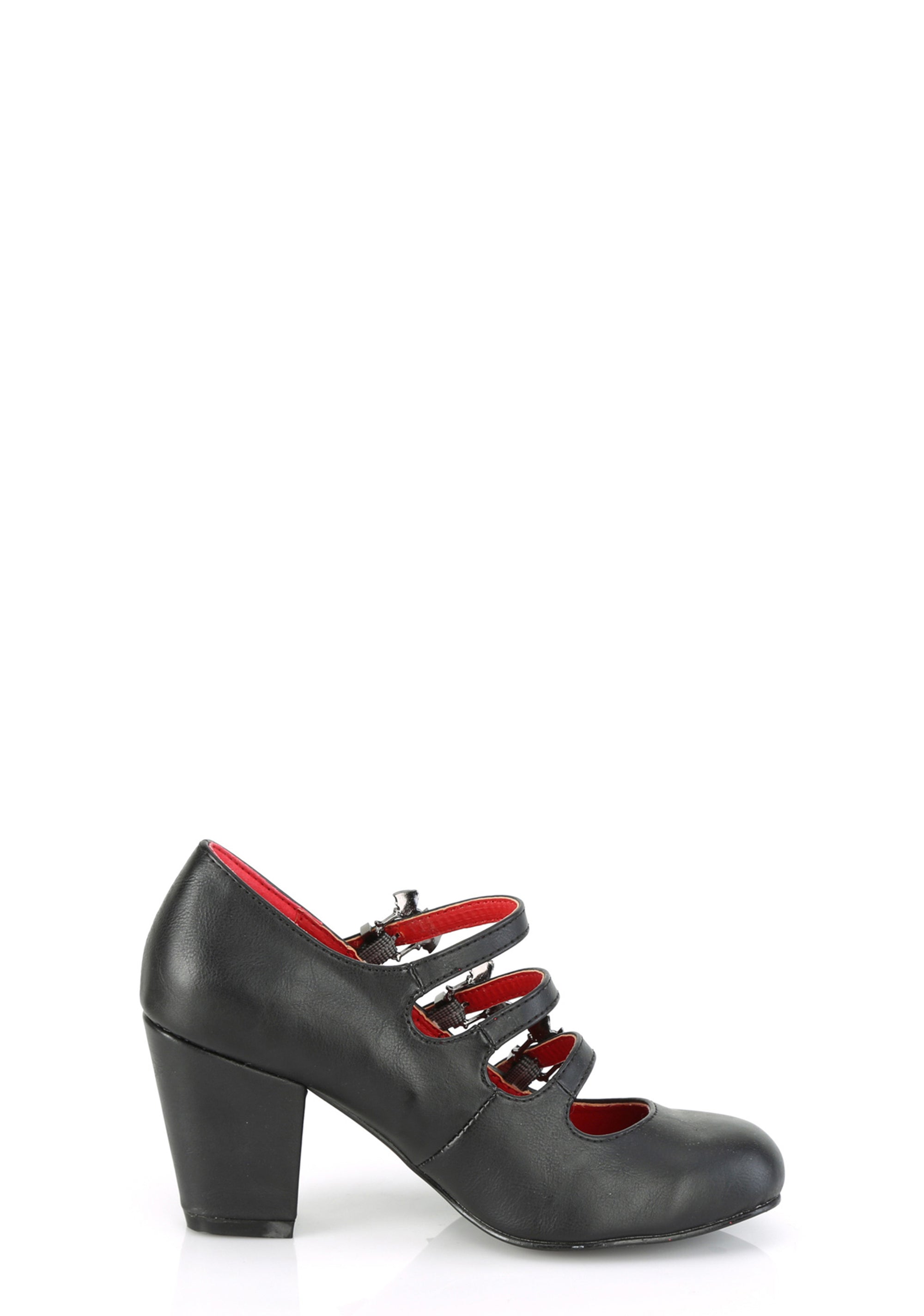 Demonia Vivika 38 Mary Jane Heels With Bat Buckles Black Vegan