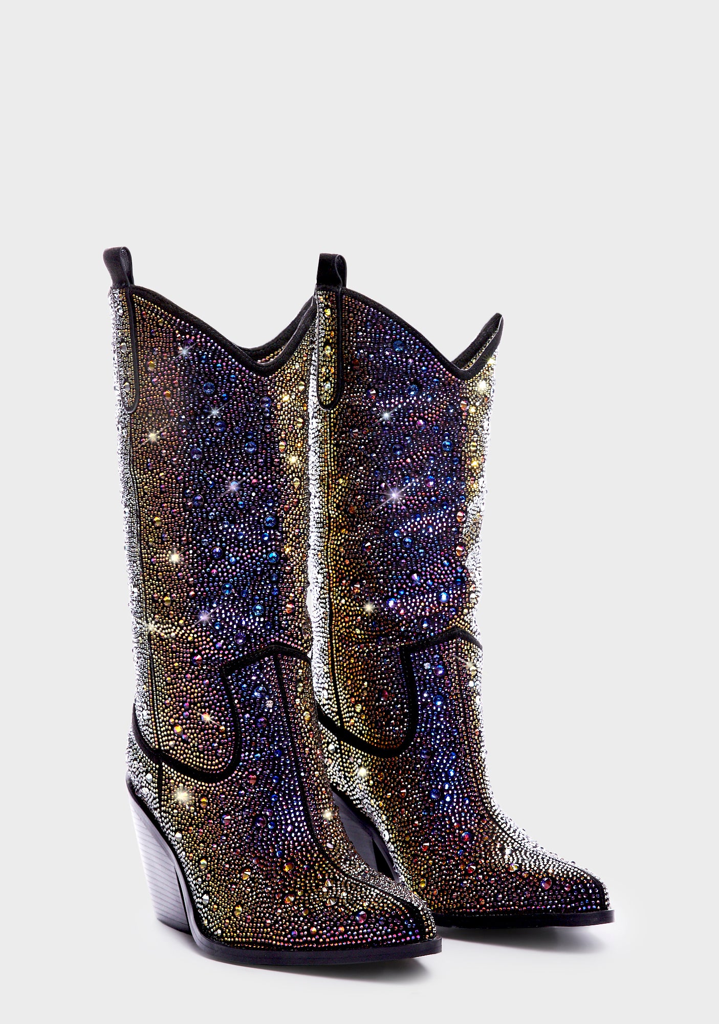 cowboy boosts AZALEA WANG Iridescent Sparkly Cowboy Boots - Iridescent  main image 4
