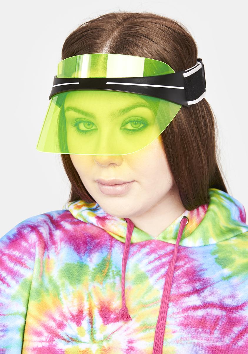 Sporty Stripe Strap Clear Visor Neon Green Dolls Kill