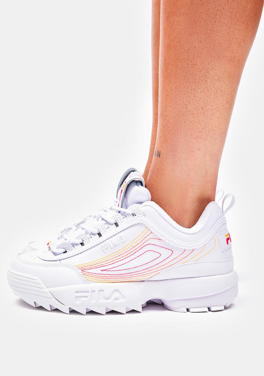 Fila Chunky Platform Sneakers White/Pink – Dolls Kill