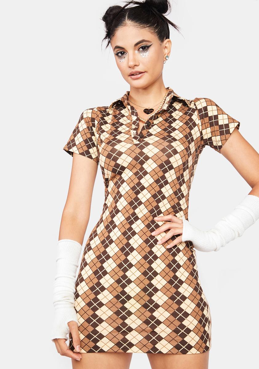 Motel Argyle Brown Jeeves Mini Dress  Dolls Kill