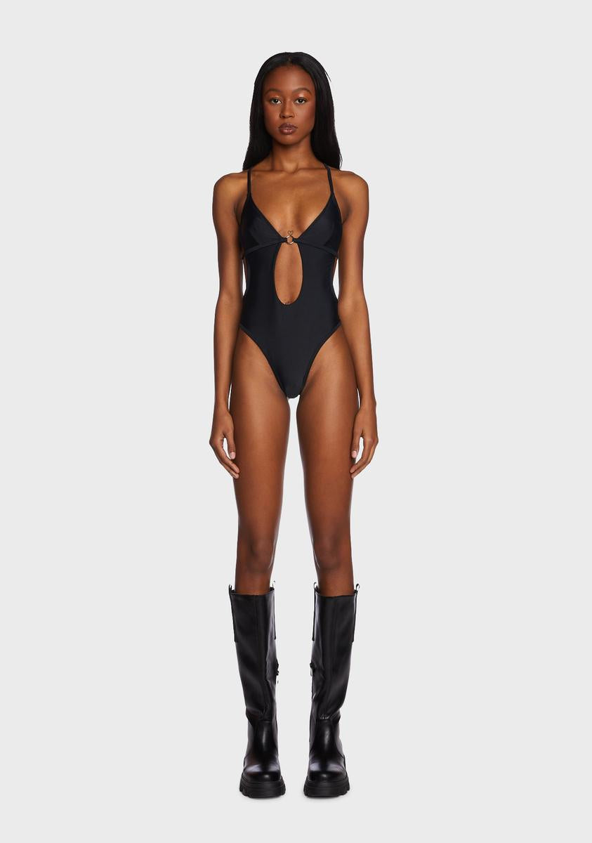 Strappy Cutout Monokini Black – Dolls Kill - Main Image