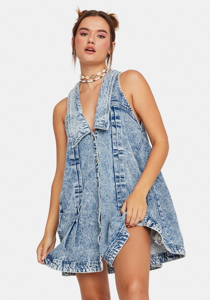 Free People Katie Denim Mini Dress – Dolls Kill