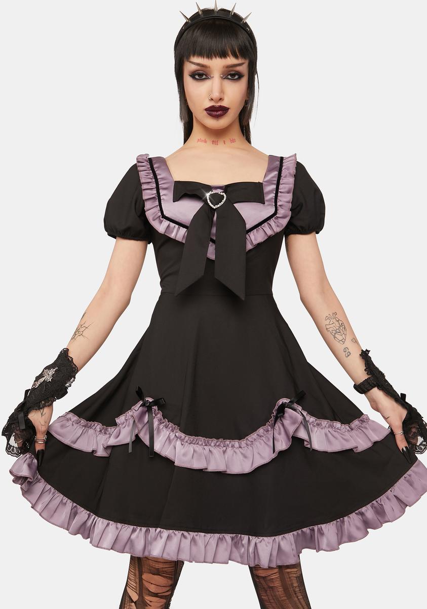 Dark In Love Ruffled Bow Mini Dress - Black Dolls Kill Dark In Love Ruffled Bow Mini Dress - Black Dolls Kill