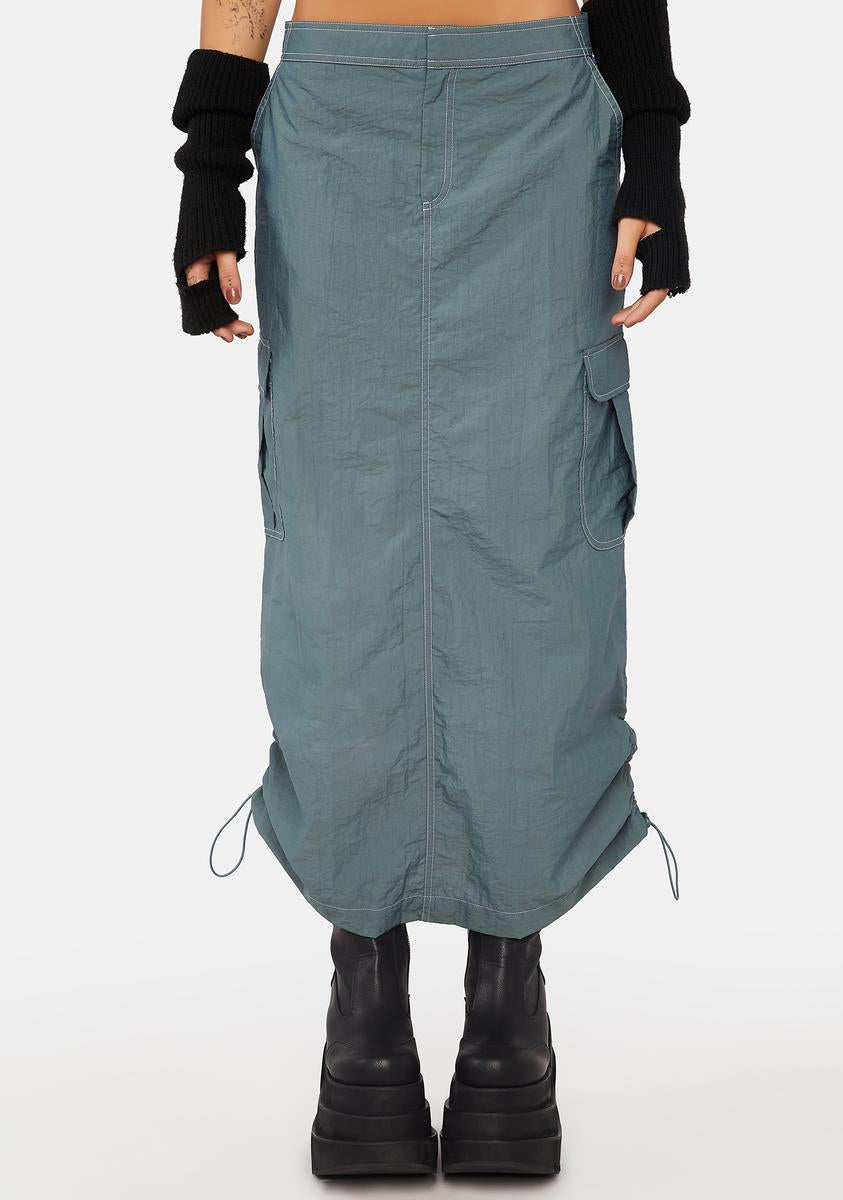 スカート [NICEGHOSTCLUB]COTTON WASHED PARACHUTE SKIRT_CHARCOAL(NG2D CHS_GODET A LINE