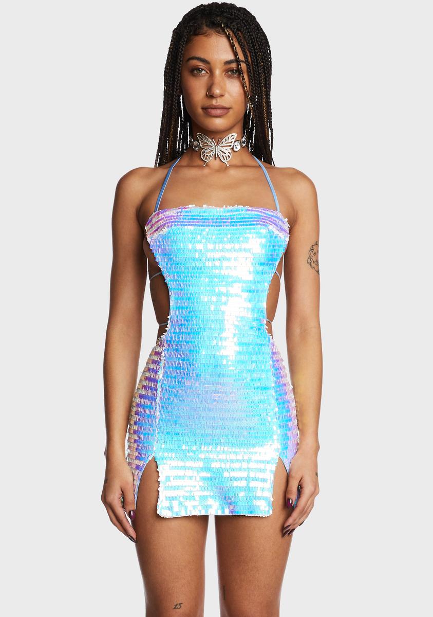 Sequin Cut Out Tie Mini Dress Sequin Cut Out Tie Mini Dress