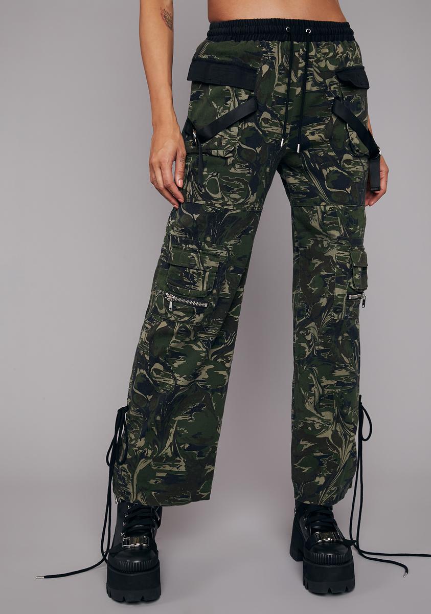 Poster Grl Ankle Tie Camo Cargo Pants - Green