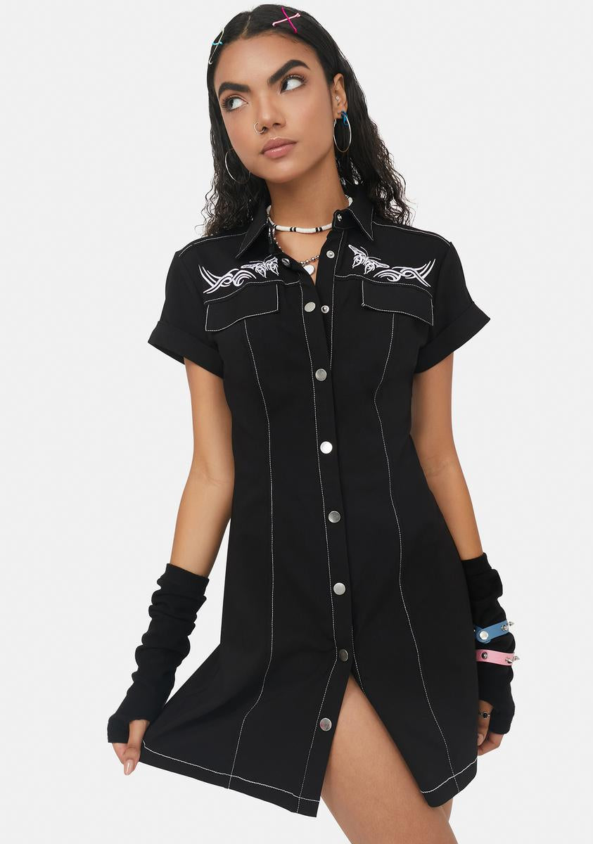 Snap To It Shirt Dress