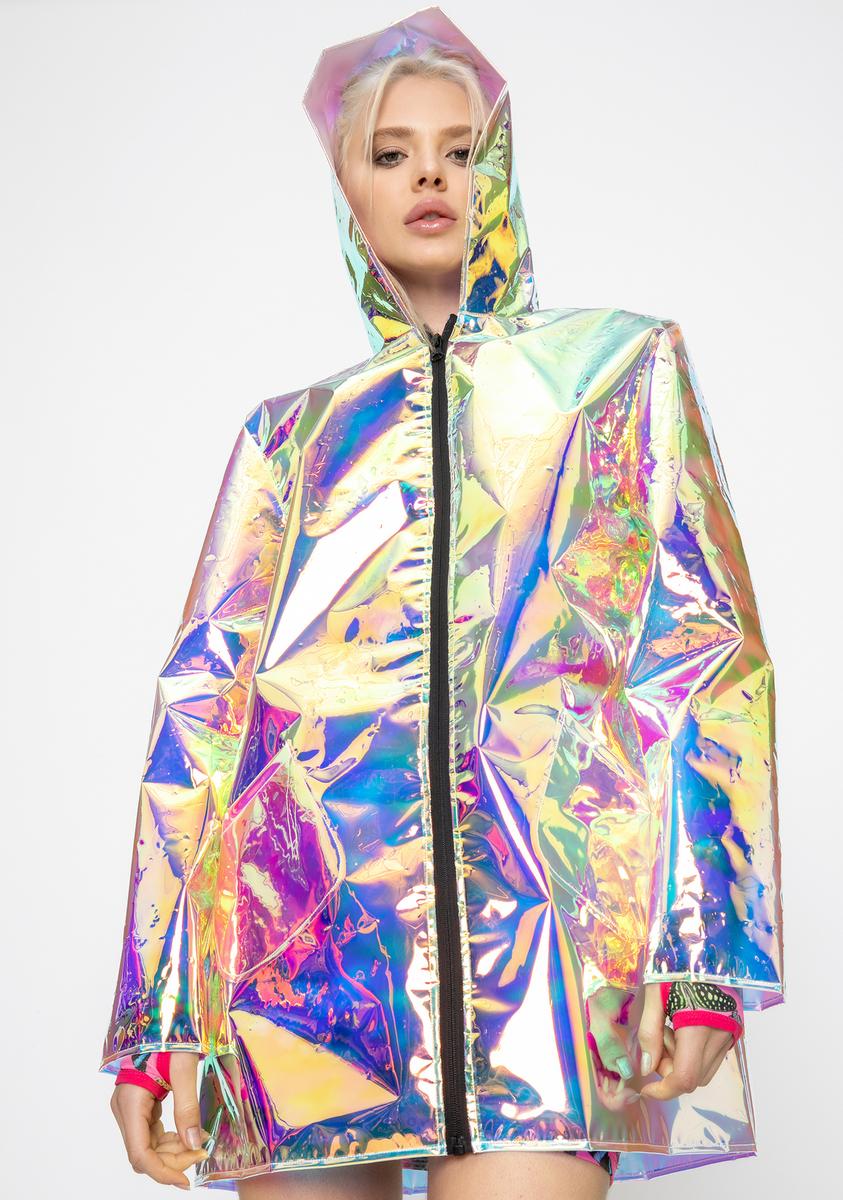 Club Exx Rainbow Iridescent Hooded Raincoat Holographic – Dolls Kill
